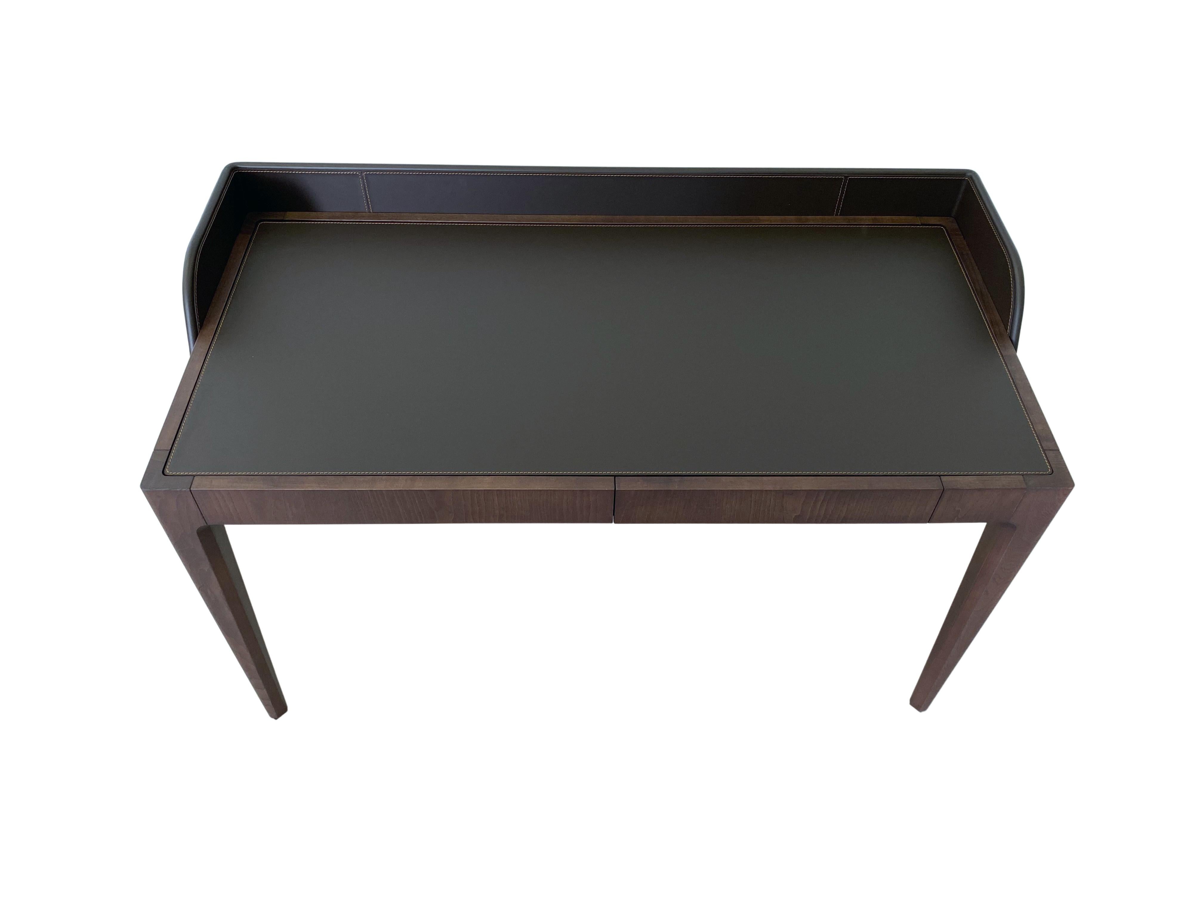 Contemporary Desk Made of Ashwood with Leather Flapping Top, by Morelato 7