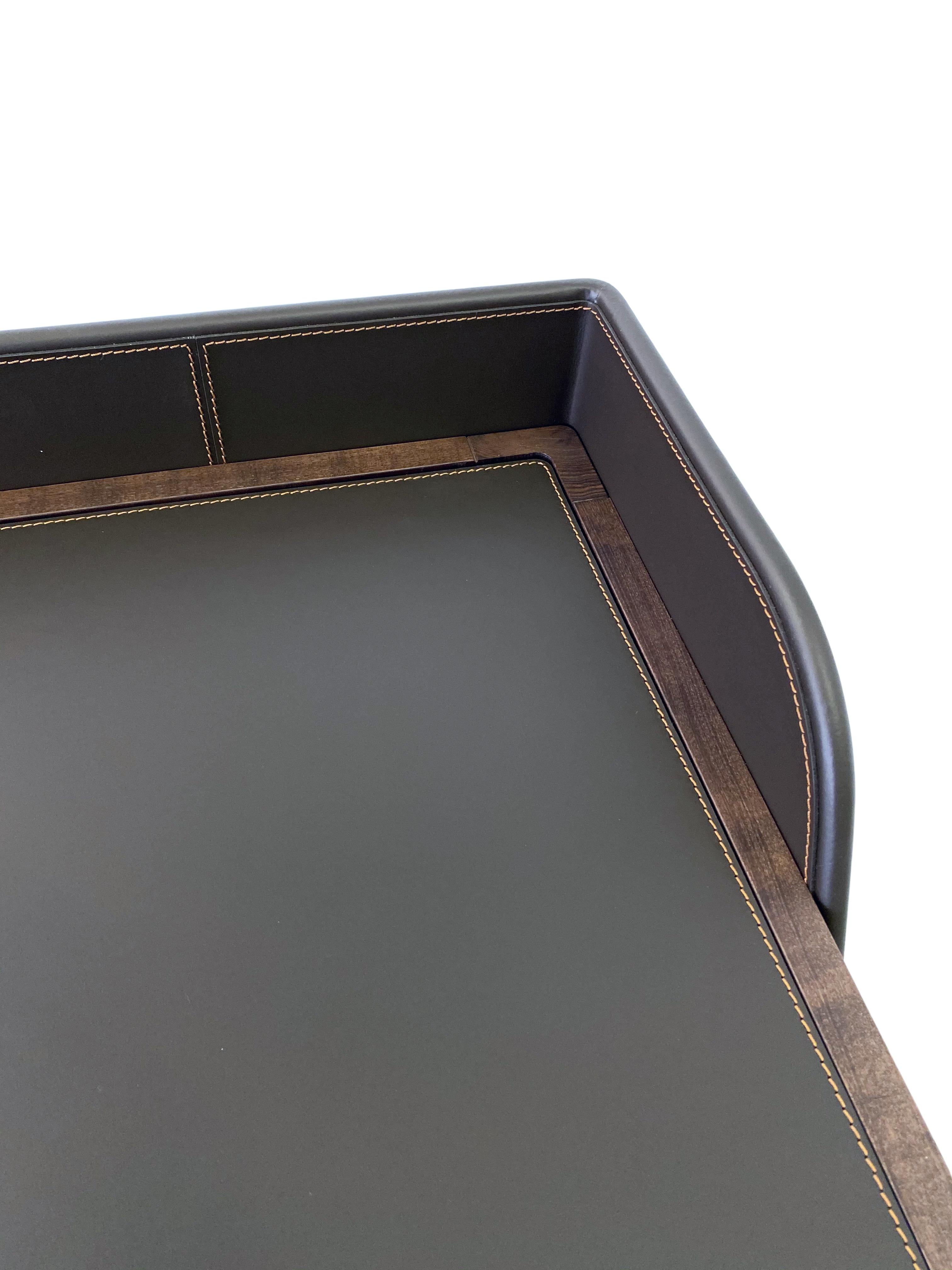 Contemporary Desk Made of Ashwood with Leather Flapping Top, by Morelato 8