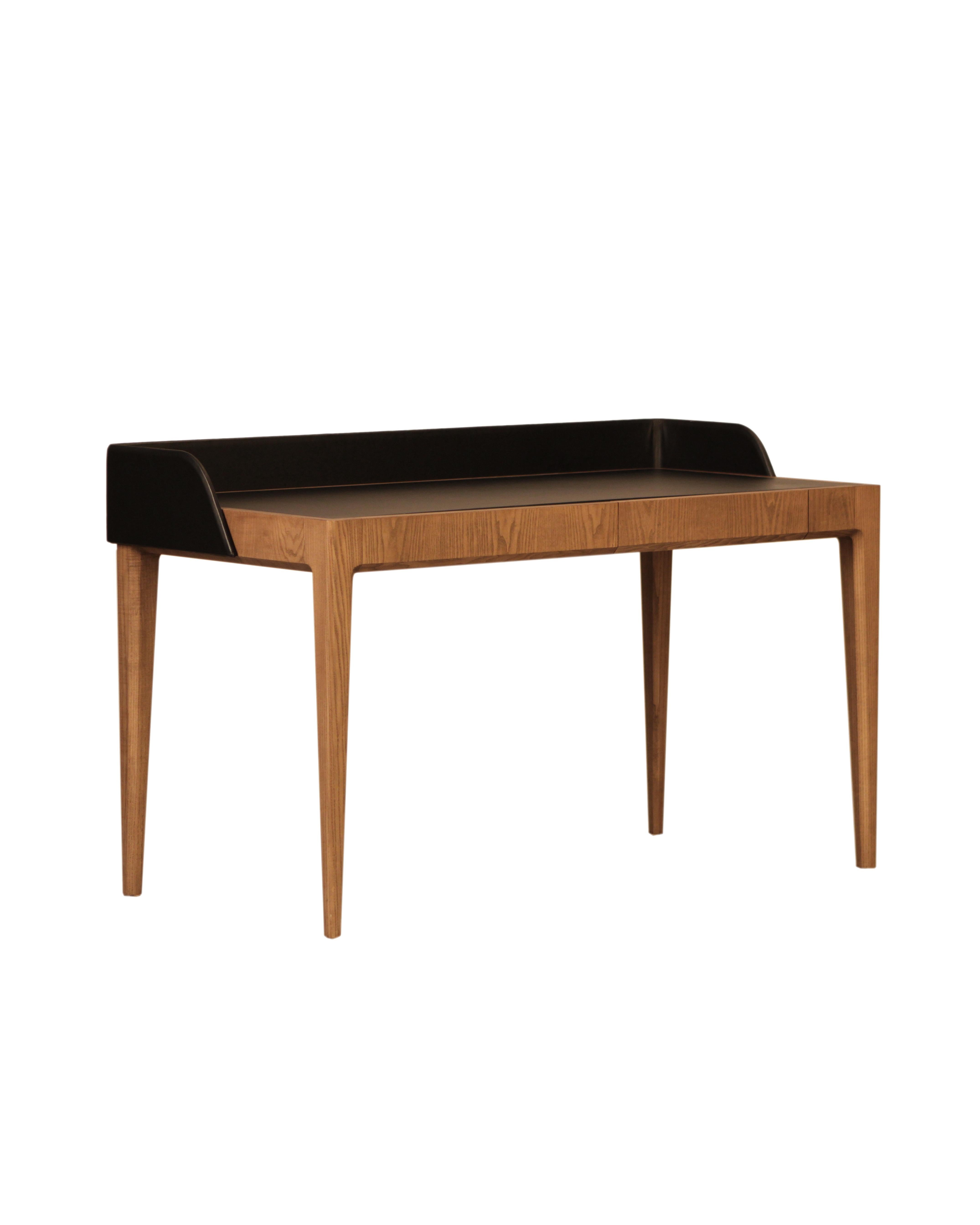 Hand-Crafted Contemporary Desk Made of Ashwood with Leather Flapping Top, by Morelato