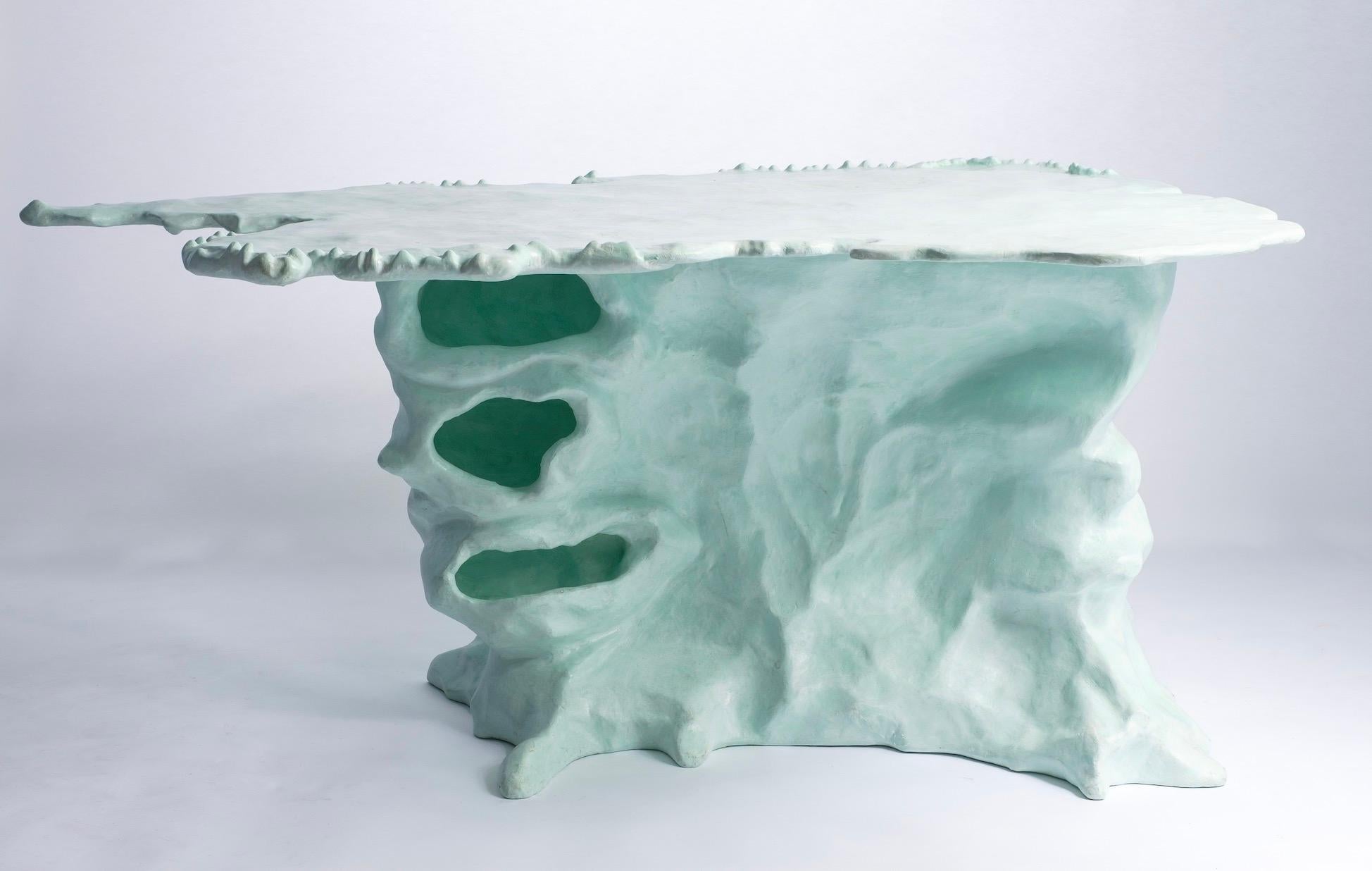 Desk/Table, limited edition of 7, all unique, but derived from this object.

Measurements approximately Width 170 Height 73 Depth 70 cm
Acrylic composite, fiberglass, polyurethane foam, wood

Gert seeks the limits of functionality and form. His