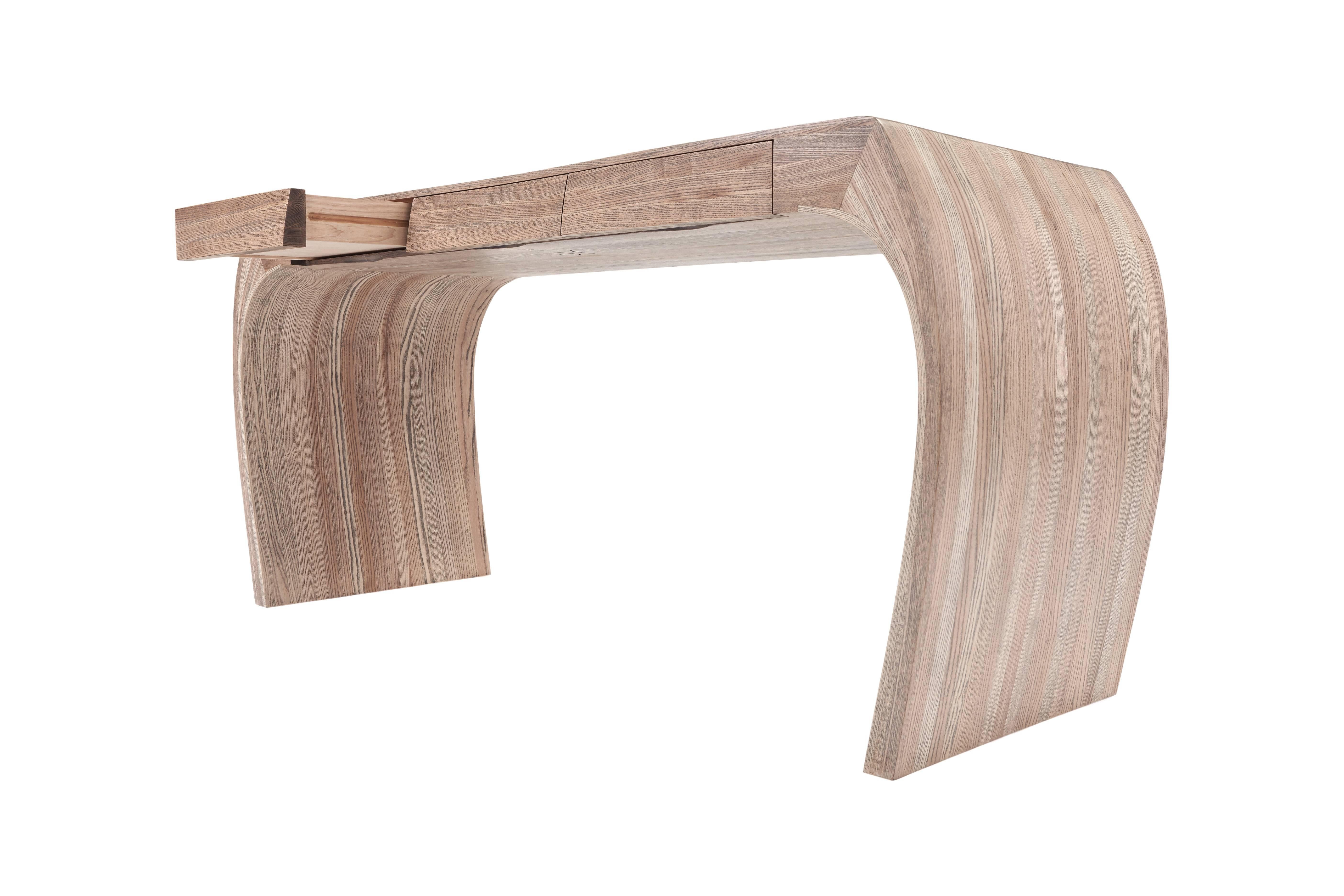 Modern Steam Bent Ash desk with Secret Compartment by Jonathan Field. Unique.