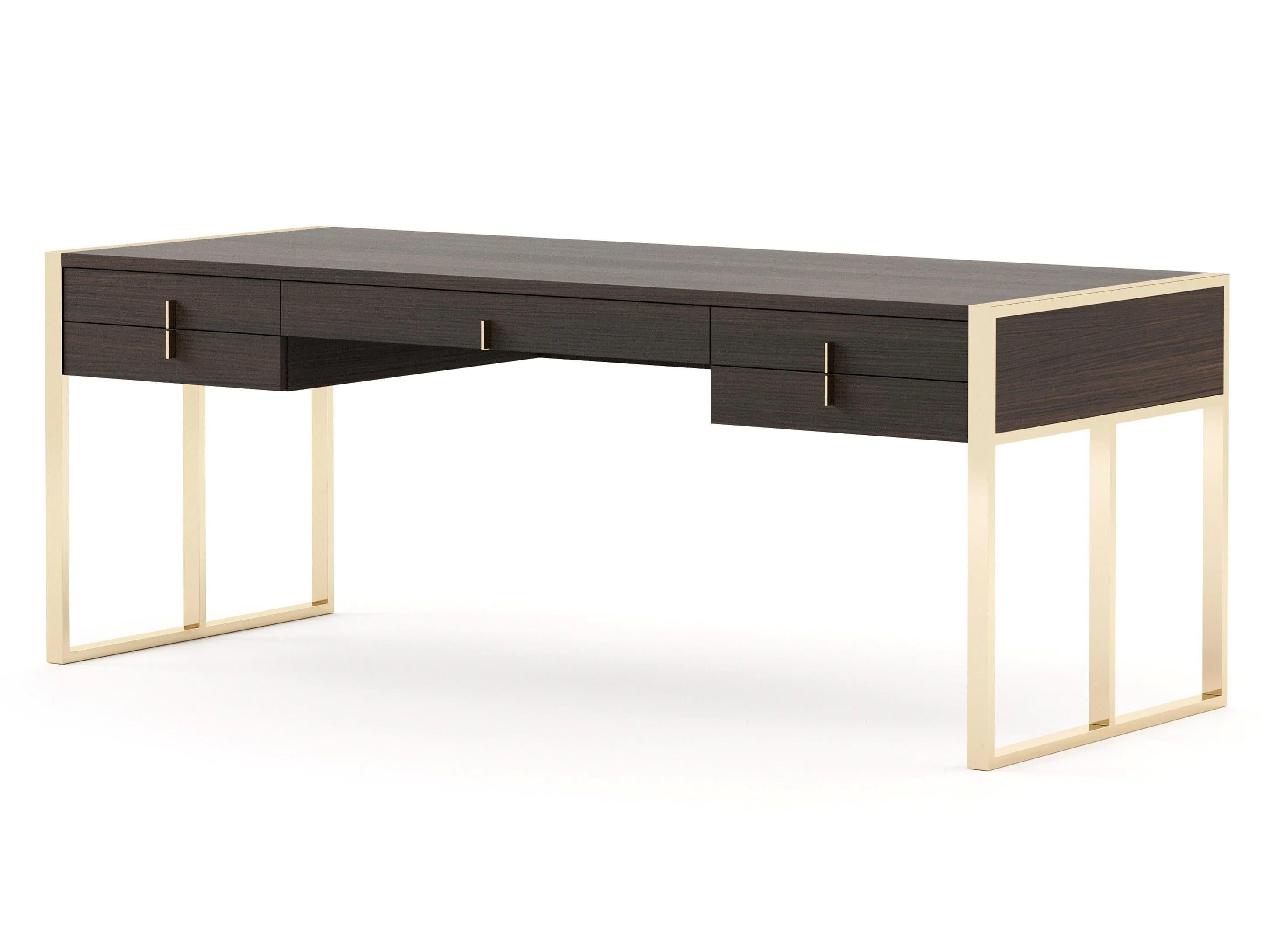 Wood and Metal Customizable Desk with 5 Drawers For Sale at 1stDibs