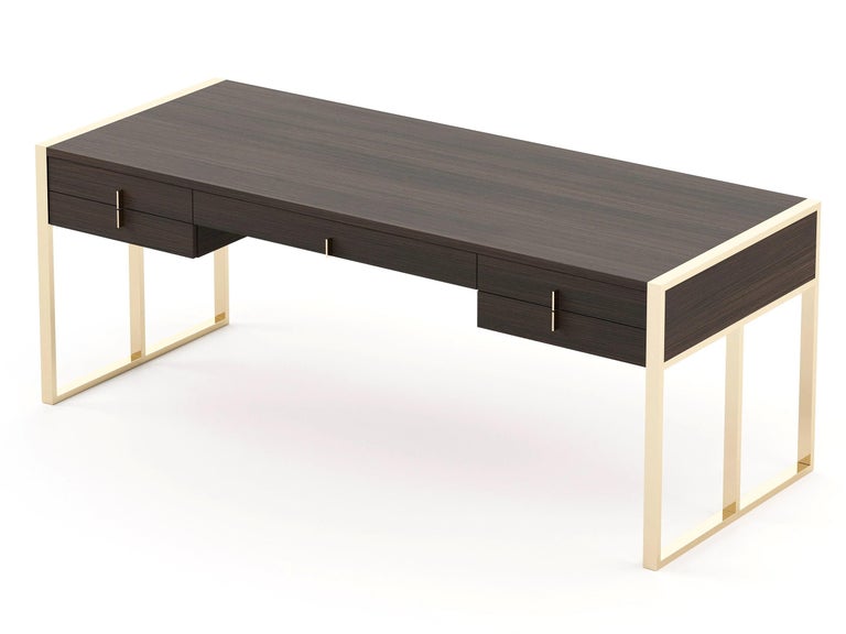 Wood and Metal Customizable Desk with 5 Drawers For Sale at 1stDibs