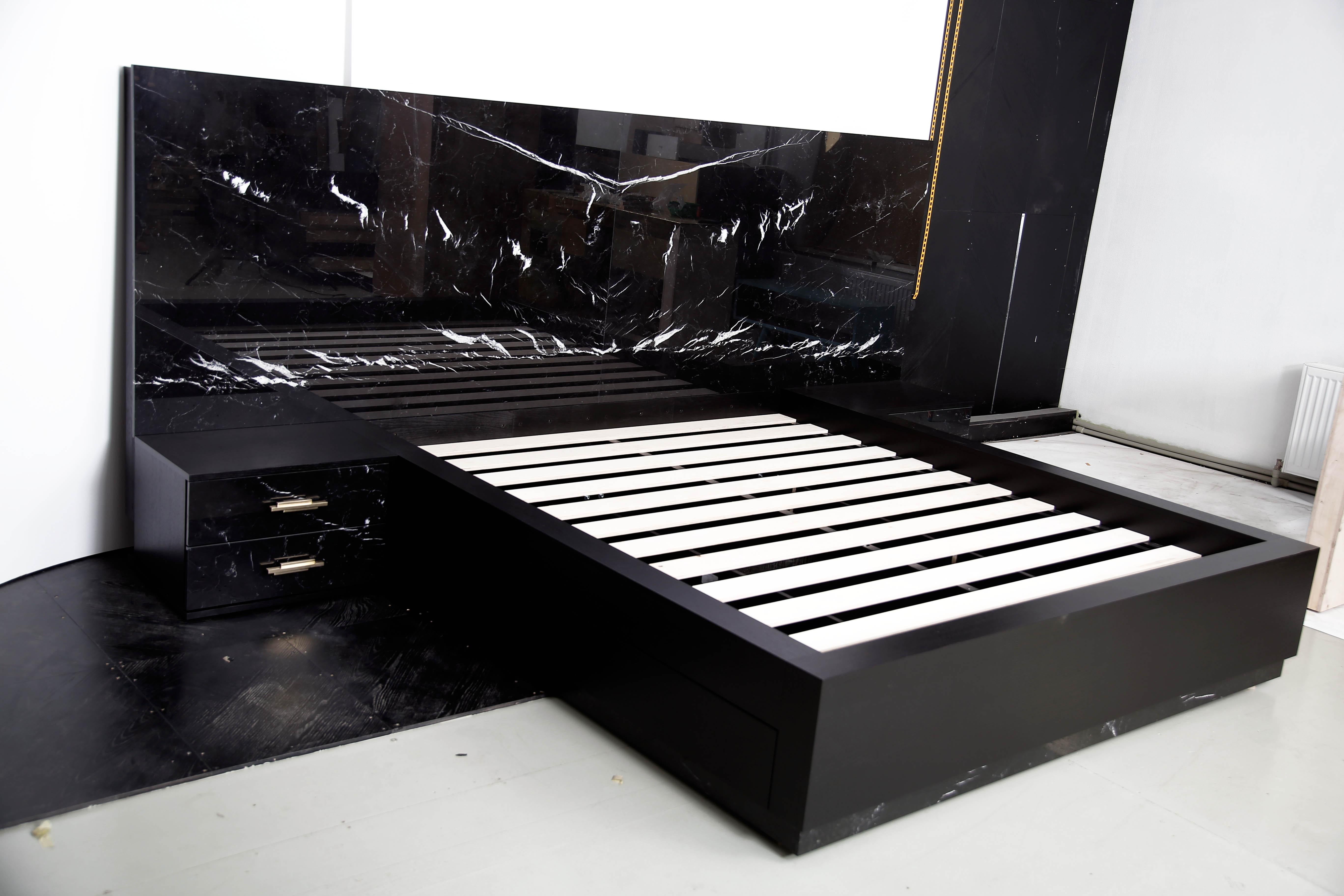 Contemporary Dettifoss Marble Edition, Marble Bed Frame