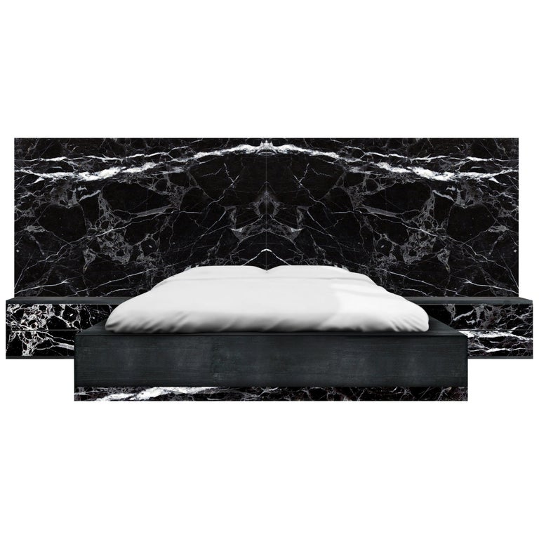 Contemporary Dettifoss Marble Edition, Black Bed Frame