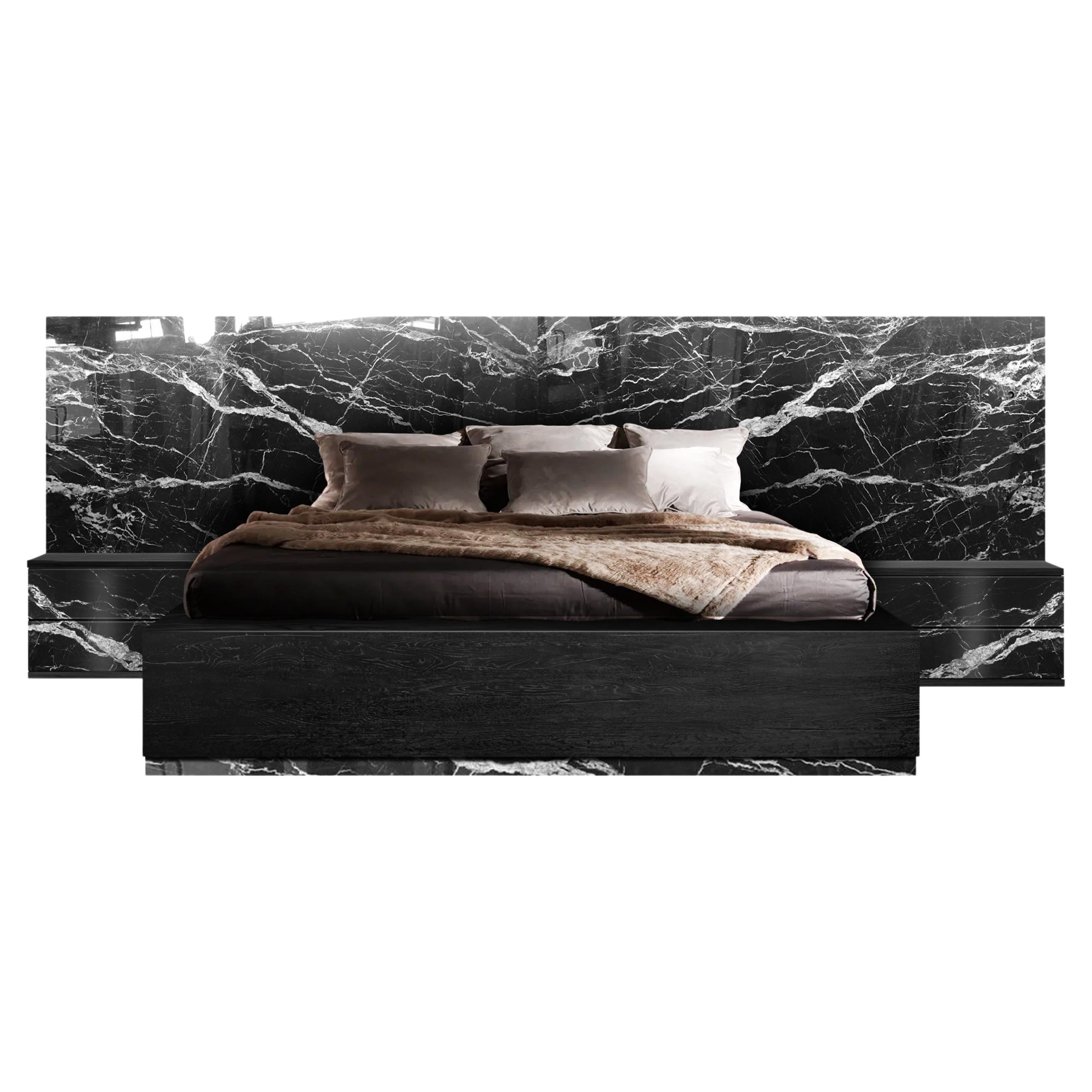 Contemporary Dettifoss Marble Edition Bed Frame, Black, Brass, Marble For Sale