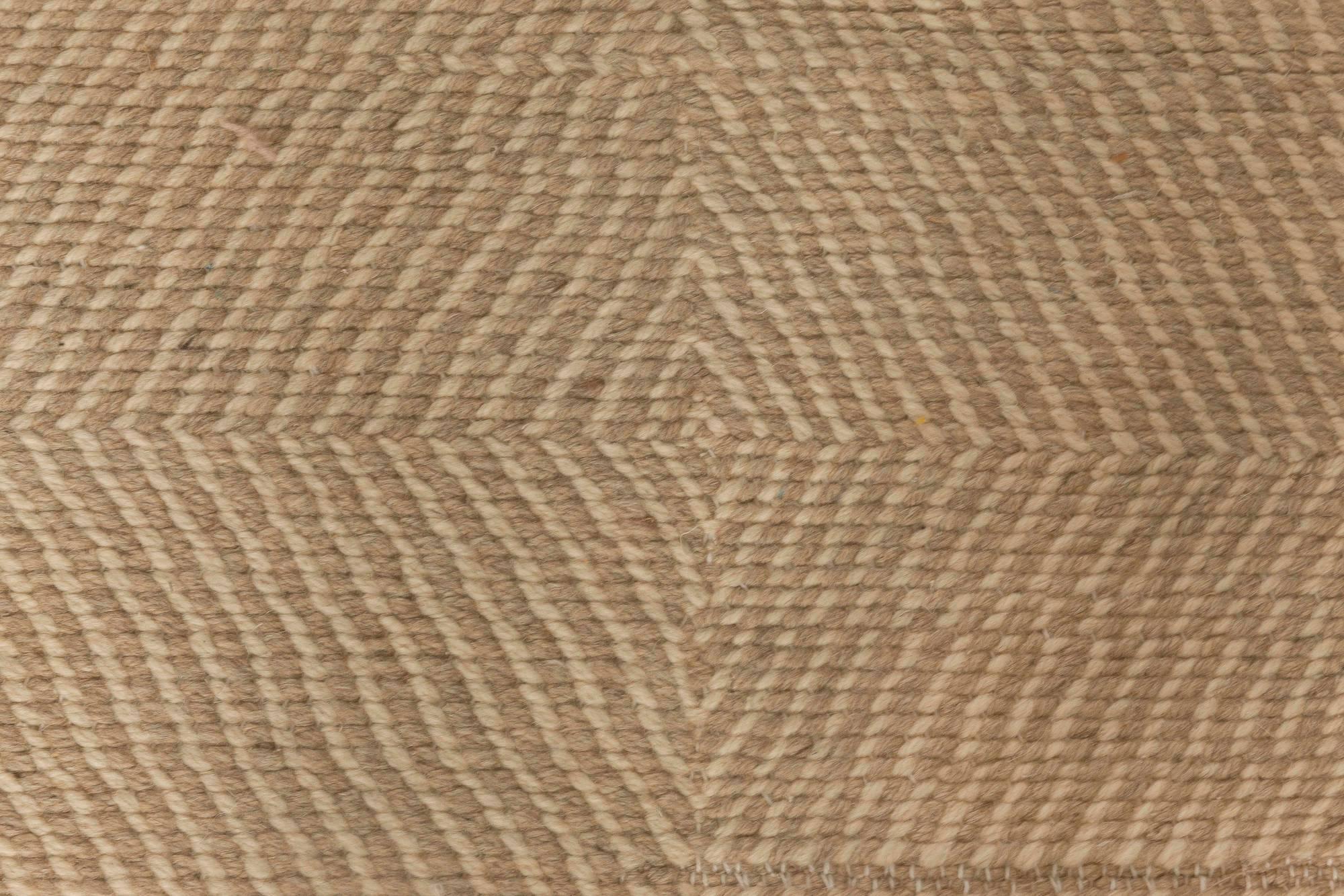 Contemporary Deux diamond beige and brown handmade wool rug by Doris Leslie Blau.
Size: 10'10