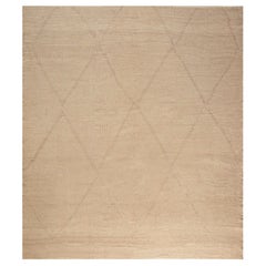 Contemporary Deux Diamond Beige and Brown Handmade Wool Rug by Doris Leslie Blau