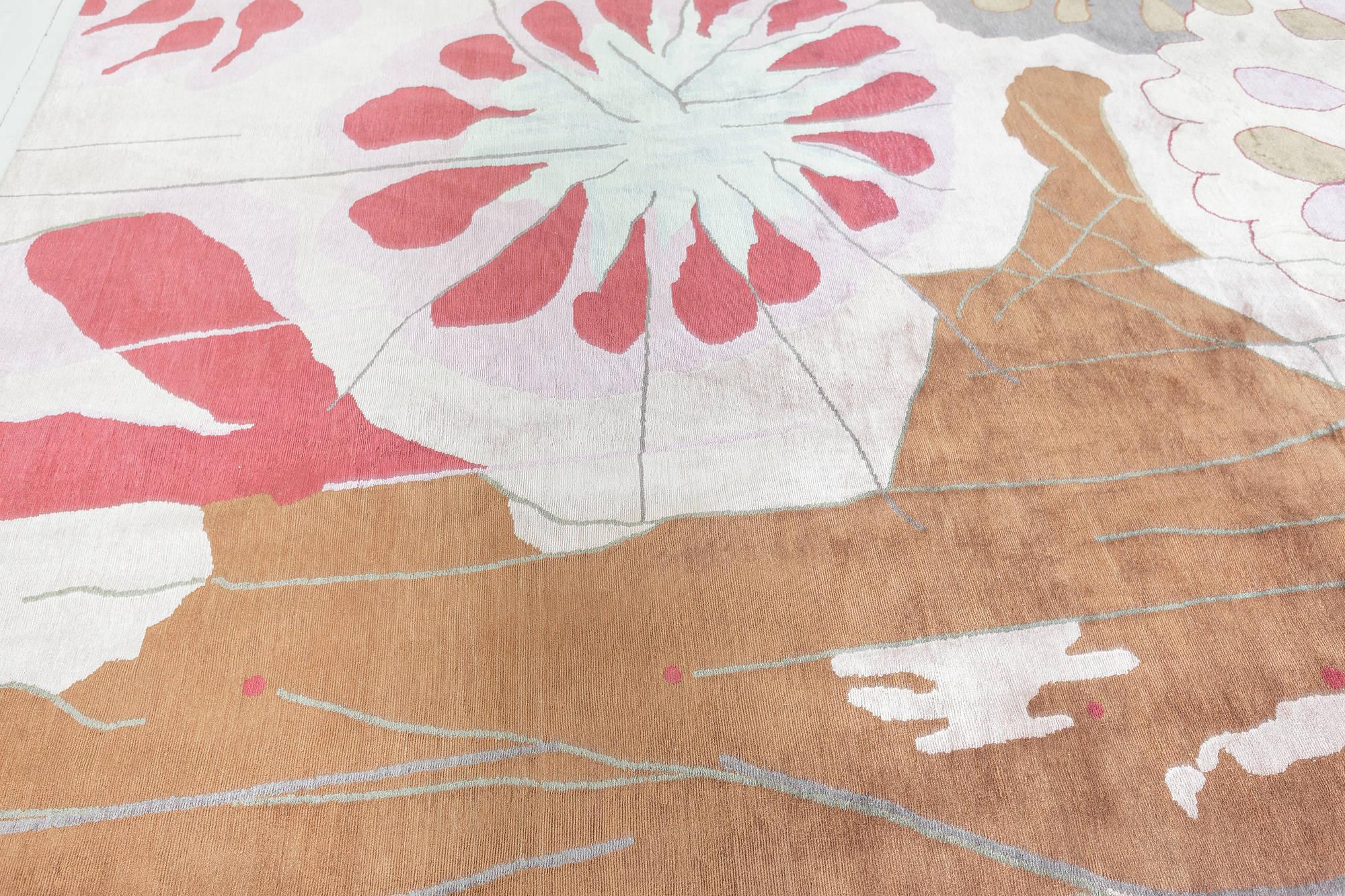 Art Déco Tappeto contemporaneo Dhalia in seta fatto a mano di Doris Leslie Blau in vendita