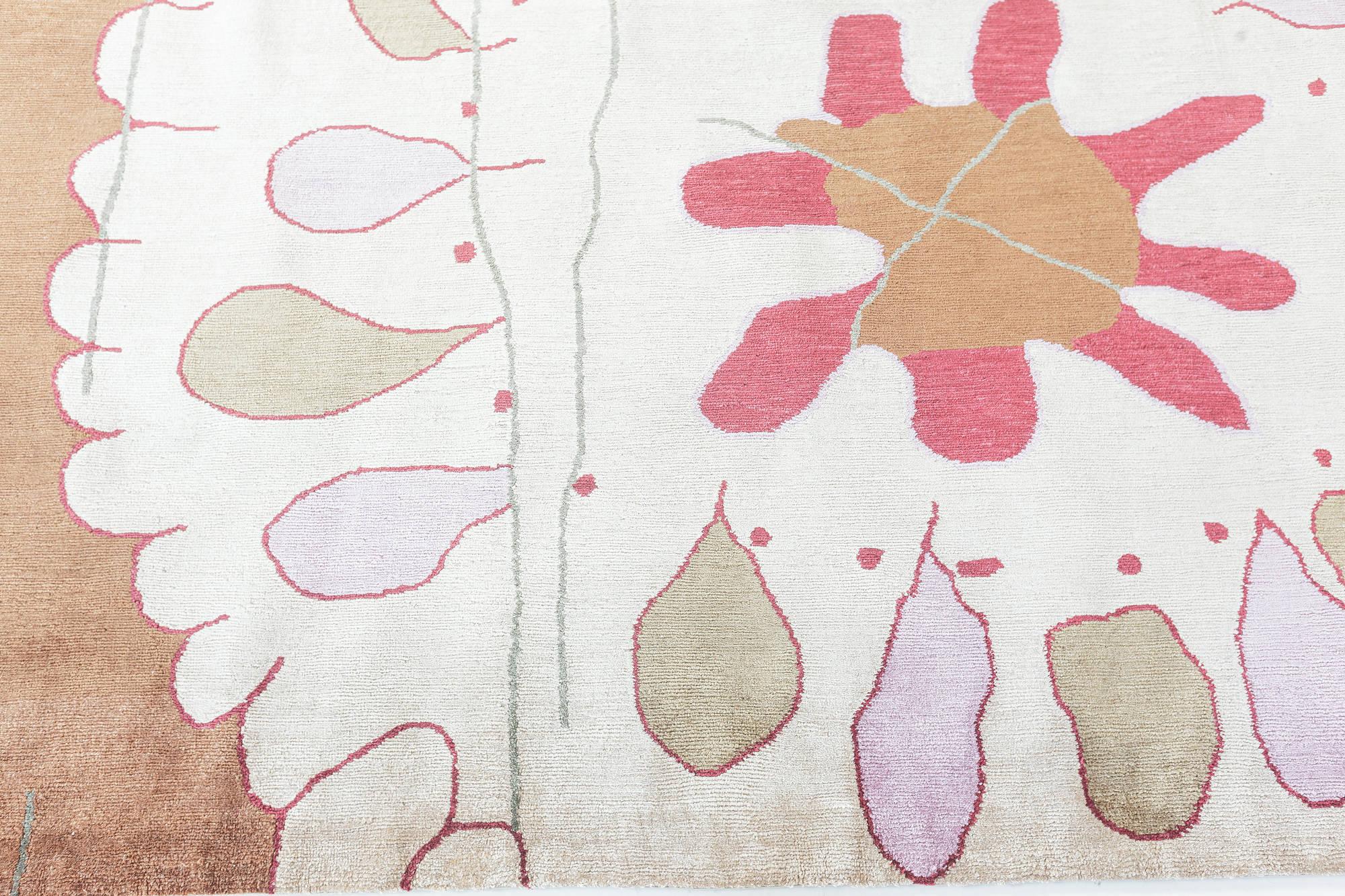 Hand-Knotted Contemporary Dhalia Handmade Silk Rug by Doris Leslie Blau For Sale