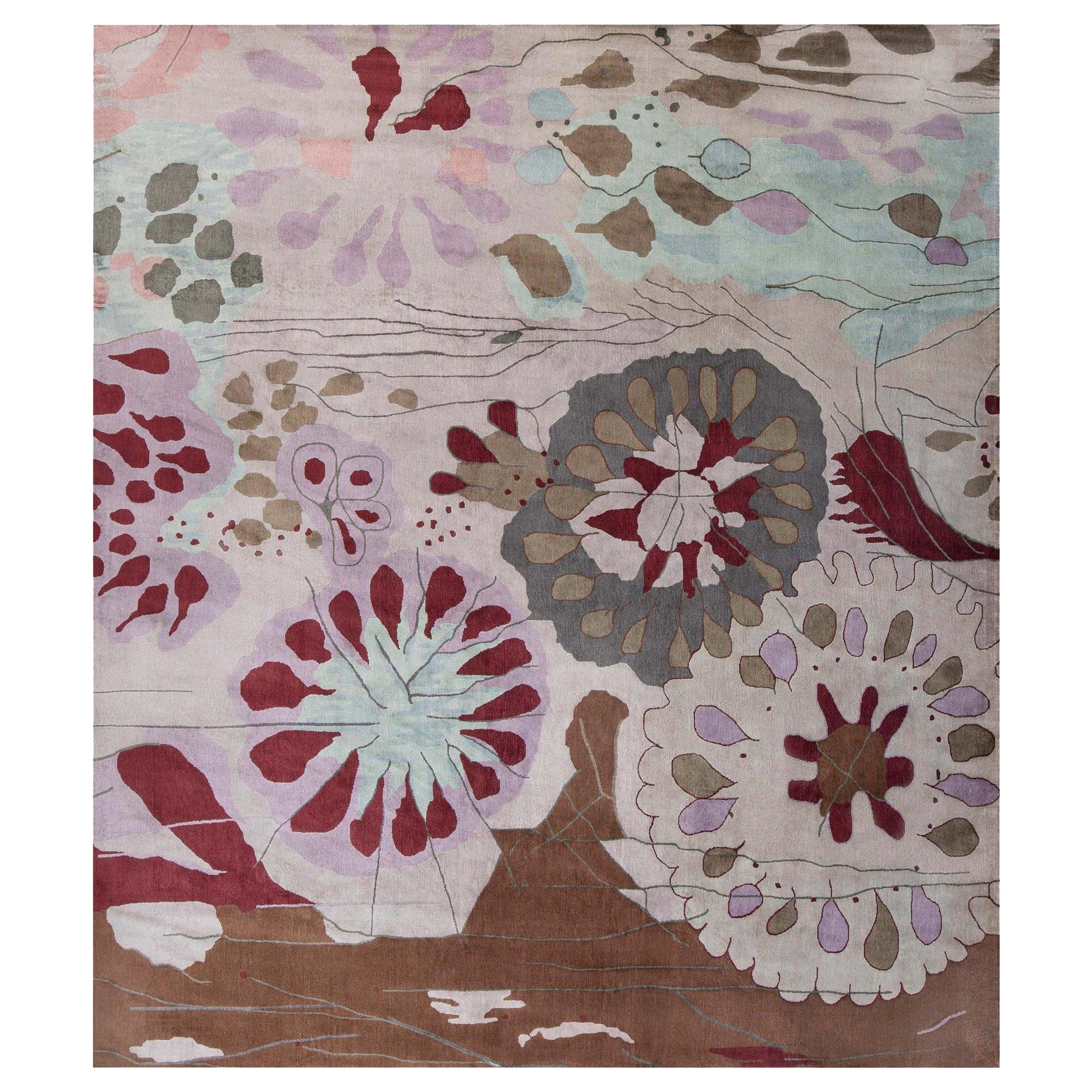 Contemporary Dhalia Handmade Silk Rug by Doris Leslie Blau For Sale