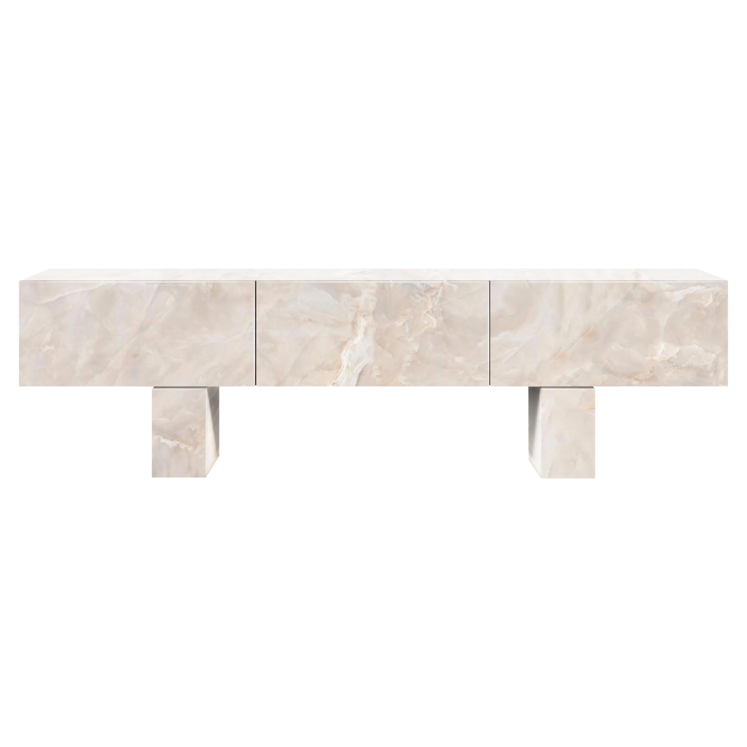 Contemporary Diablo Console in Pesca Onyx by Railis Design For Sale