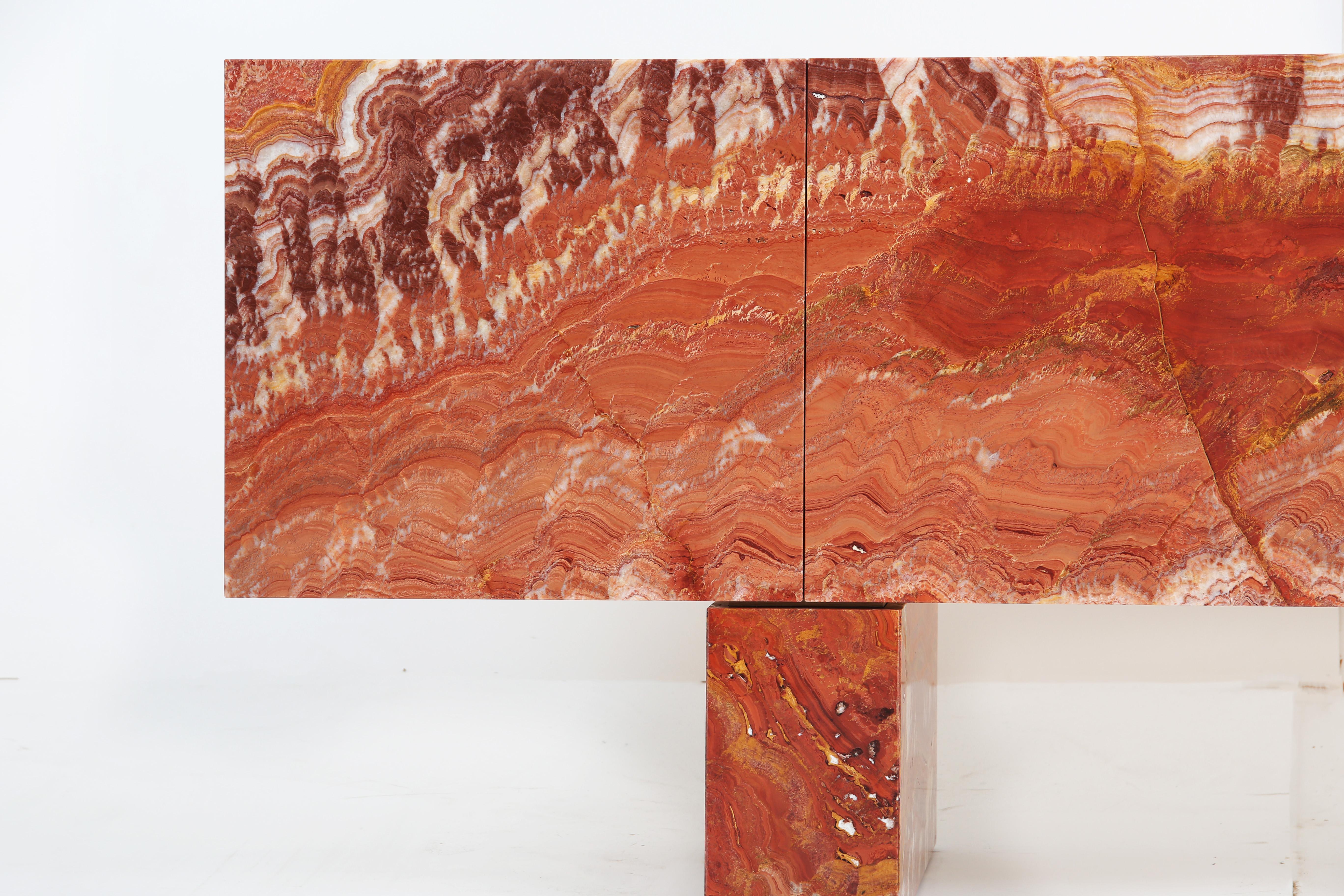 Contemporary Diablo Console or Sideboard in Marble, Wood Veneer For Sale 7
