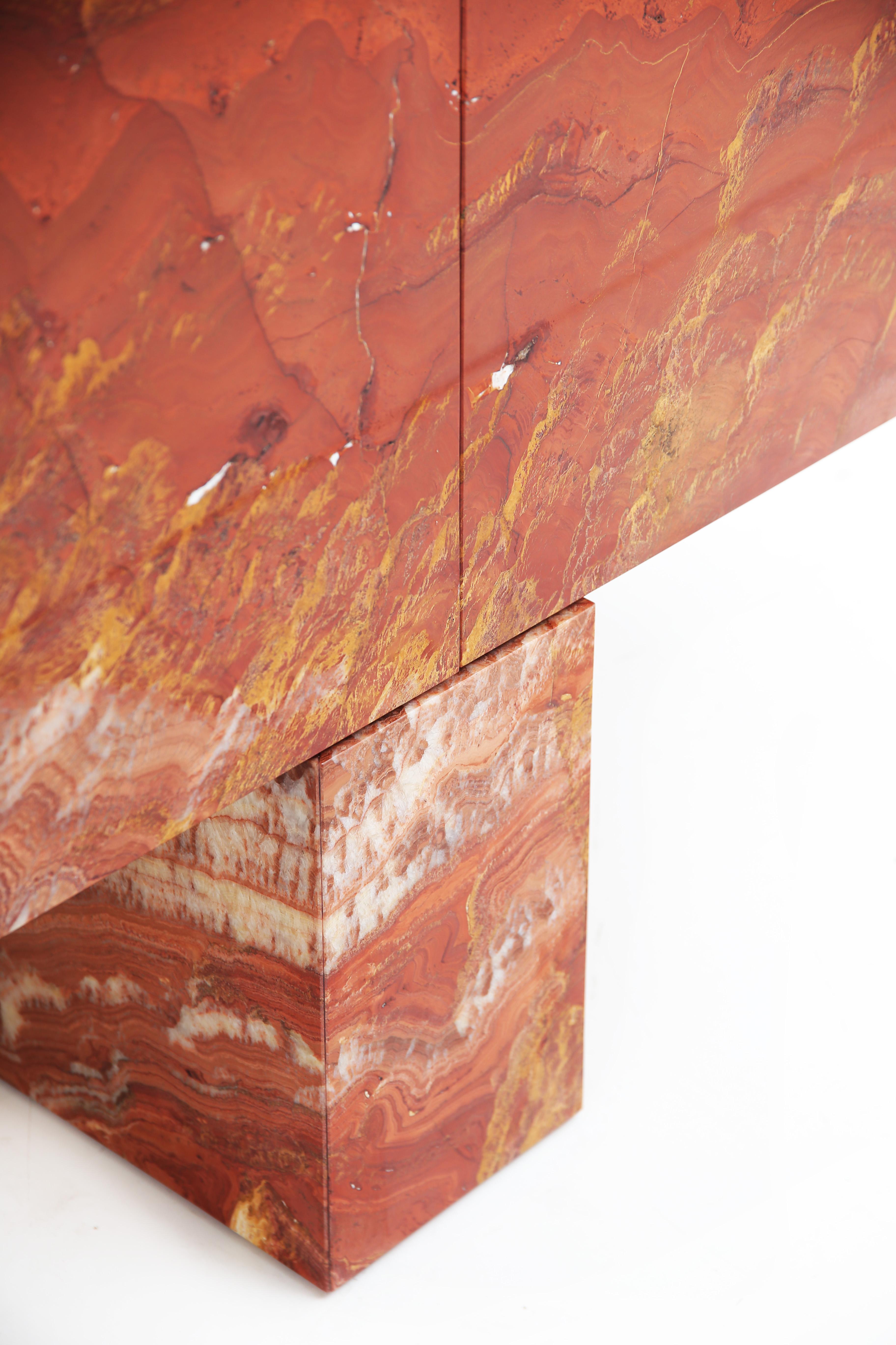 Brutalist Contemporary Diablo Sideboard in Red Passion Onyx by Railis Design For Sale