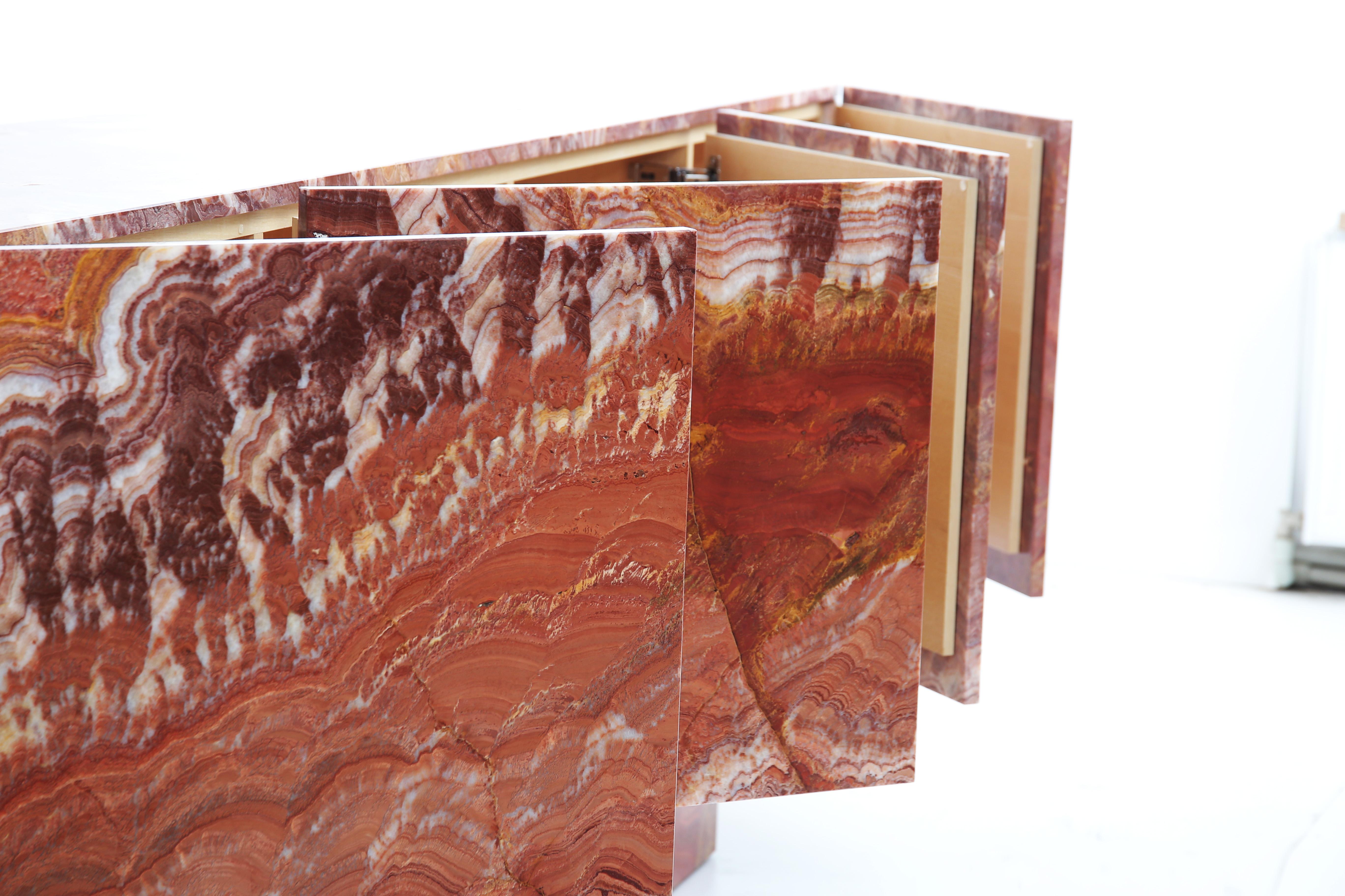 Contemporary Diablo Sideboard in Red Passion Onyx by Railis Design For Sale 1