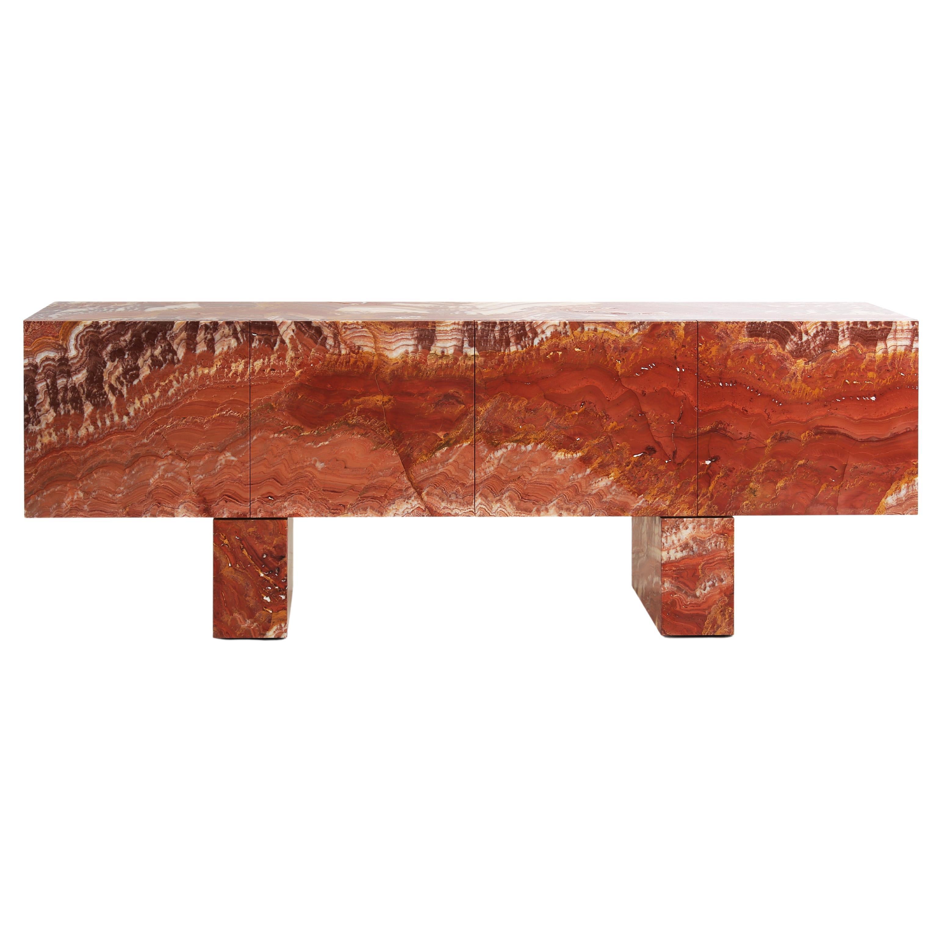 Contemporary Diablo Sideboard in Red Passion Onyx by Railis Design