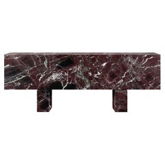 Contemporary Diablo Sideboard in Rosso Levanto Marble, Ash Veneers