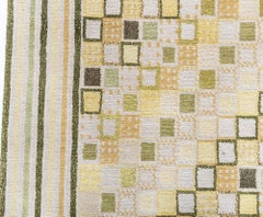 Contemporary Diagonal Cluster Beige Silk Rug "Escalier" by Doris Leslie Blau