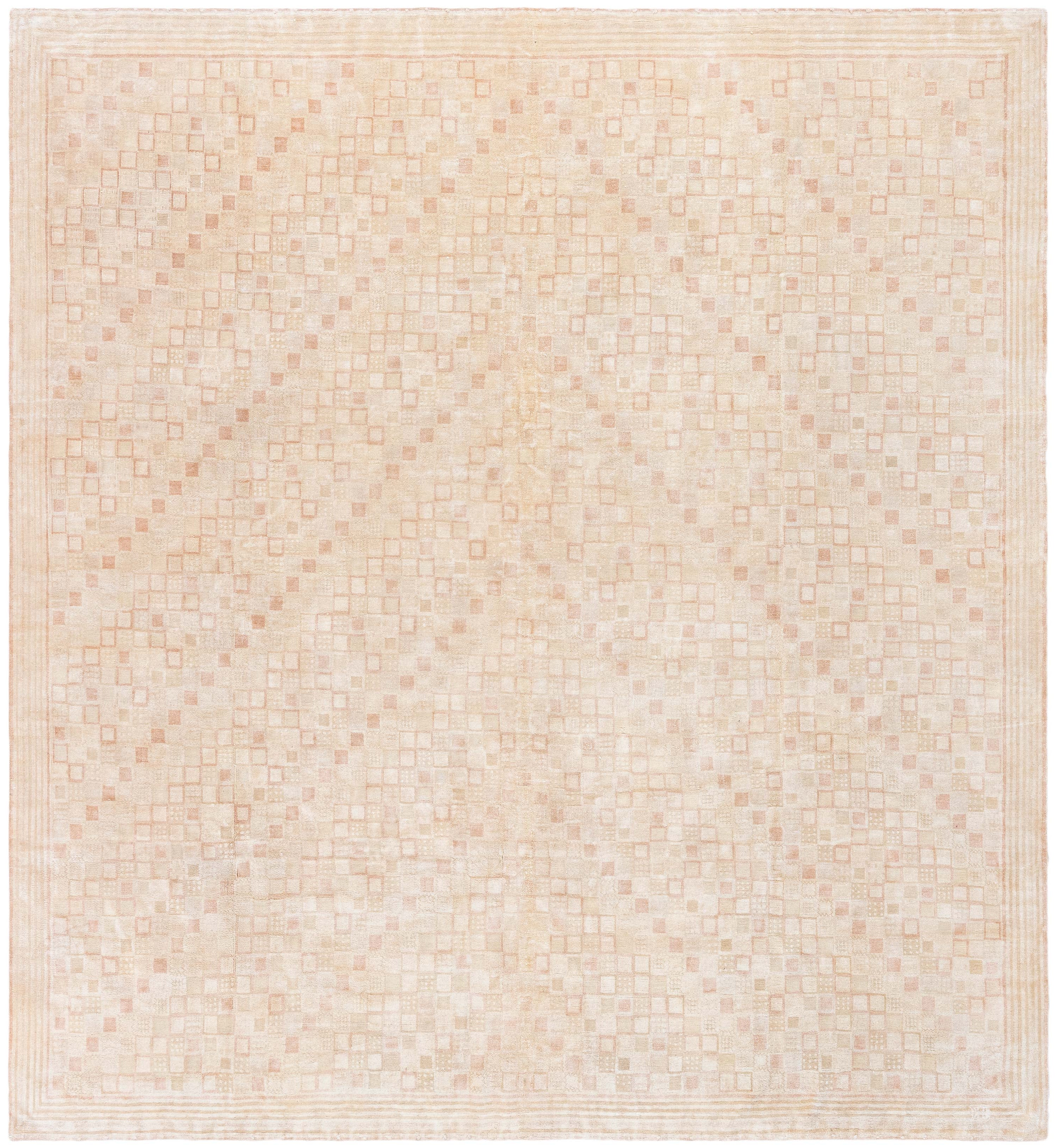 Contemporary Diagonal Mosaic Beige With Pale Sand Carpet "Pav" For Sale
