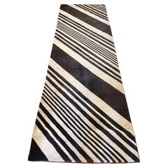 Contemporary Diagonal Striped Wool Runner Rug  3' x 9' 10"