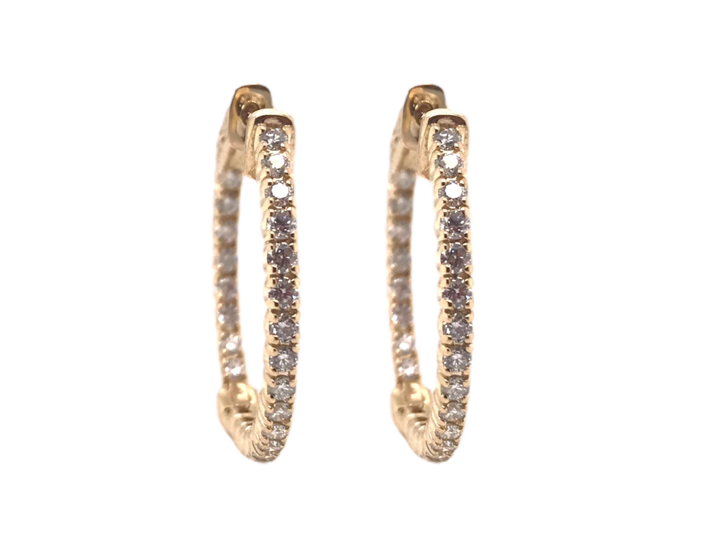 Women's Contemporary Diamond 1.0Ctw Hoop Earrings 14K Yellow Gold
