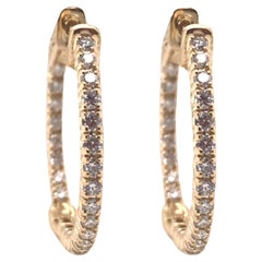 Contemporary Diamond 1.0Ctw Hoop Earrings 14K Yellow Gold