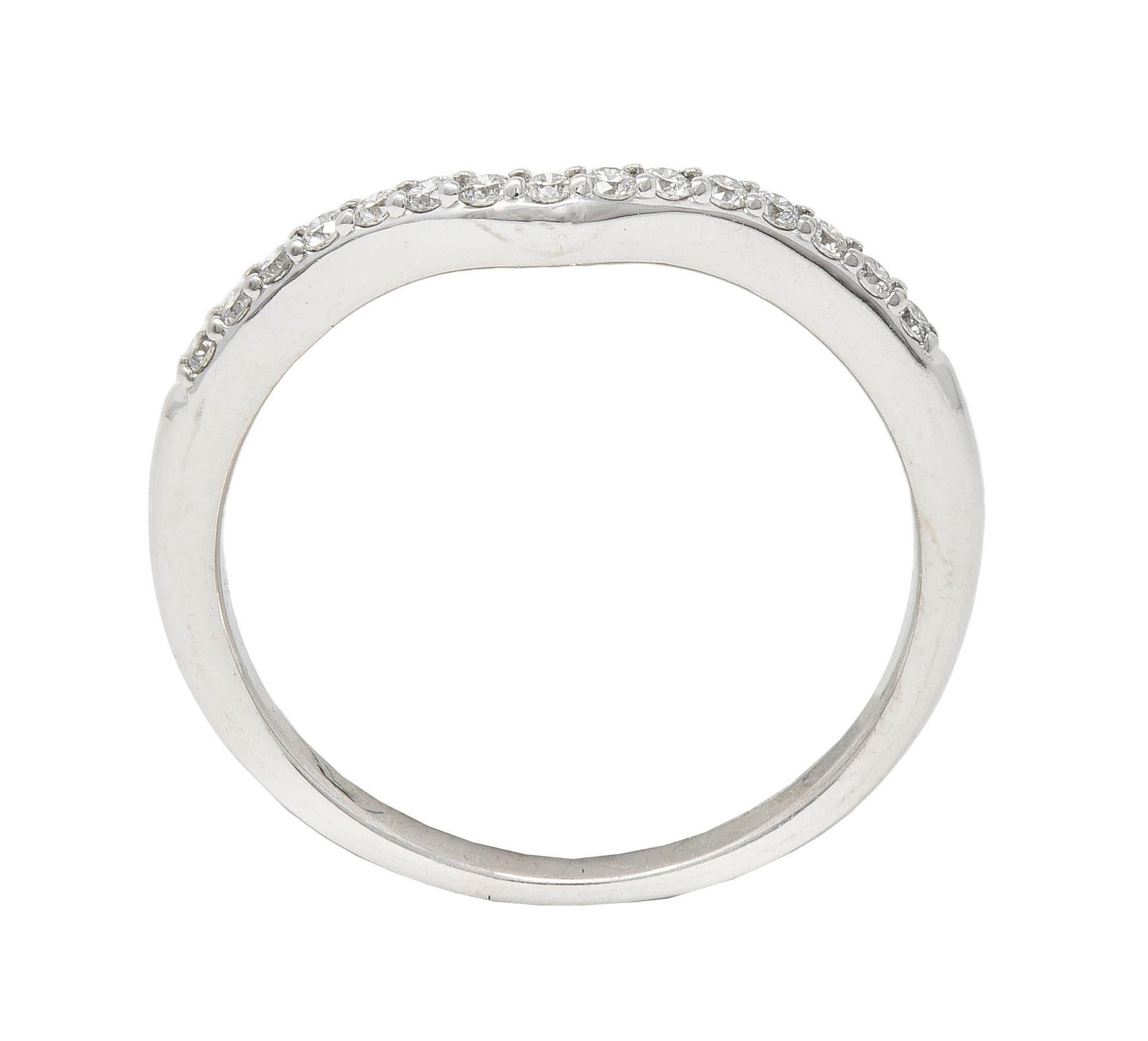 Contemporary Diamond 14 Karat White Gold Contour Wedding Band Ring For Sale 5
