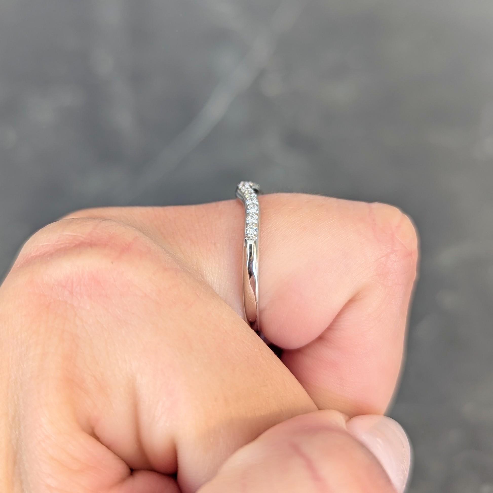 Contemporary Diamond 14 Karat White Gold Contour Wedding Band Ring For Sale 7