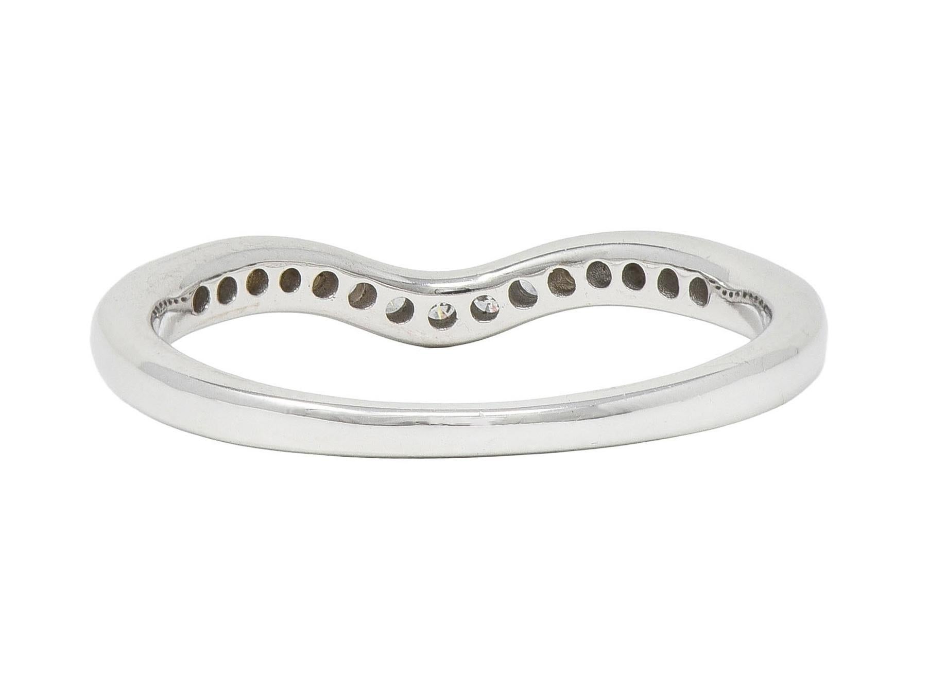 Women's or Men's Contemporary Diamond 14 Karat White Gold Contour Wedding Band Ring For Sale