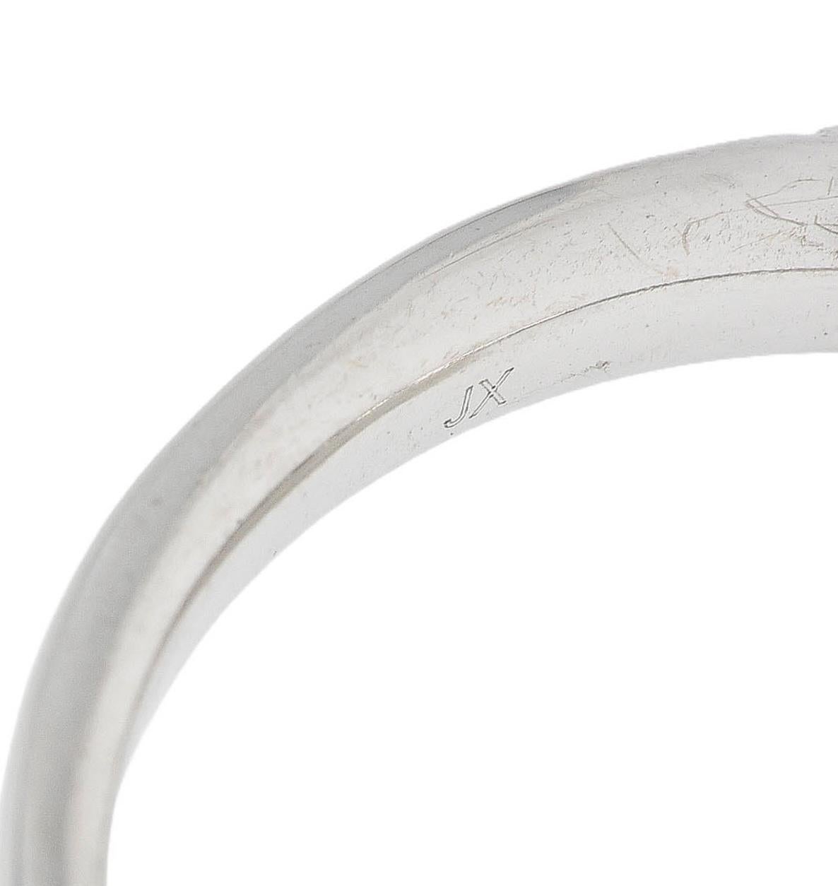 Contemporary Diamond 14 Karat White Gold Contour Wedding Band Ring For Sale 2