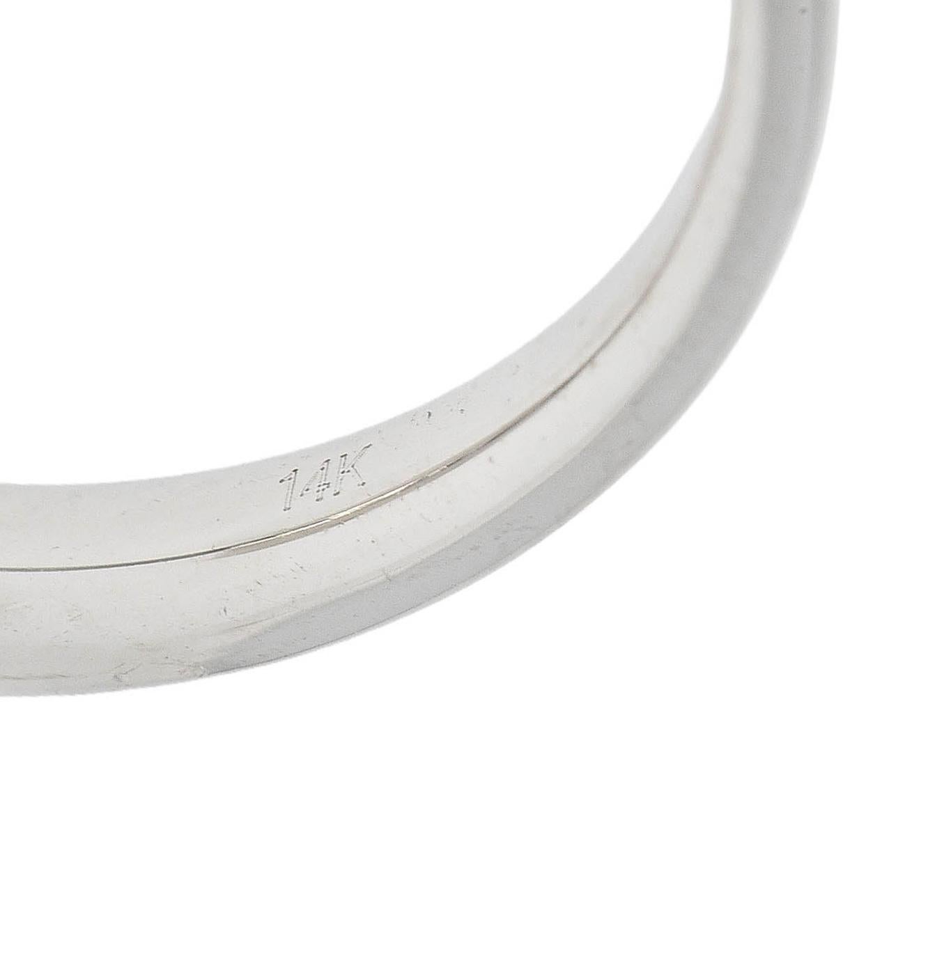Contemporary Diamond 14 Karat White Gold Contour Wedding Band Ring For Sale 3