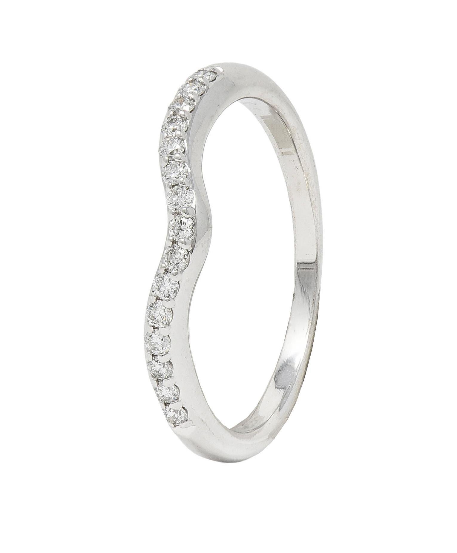 Contemporary Diamond 14 Karat White Gold Contour Wedding Band Ring For Sale 4