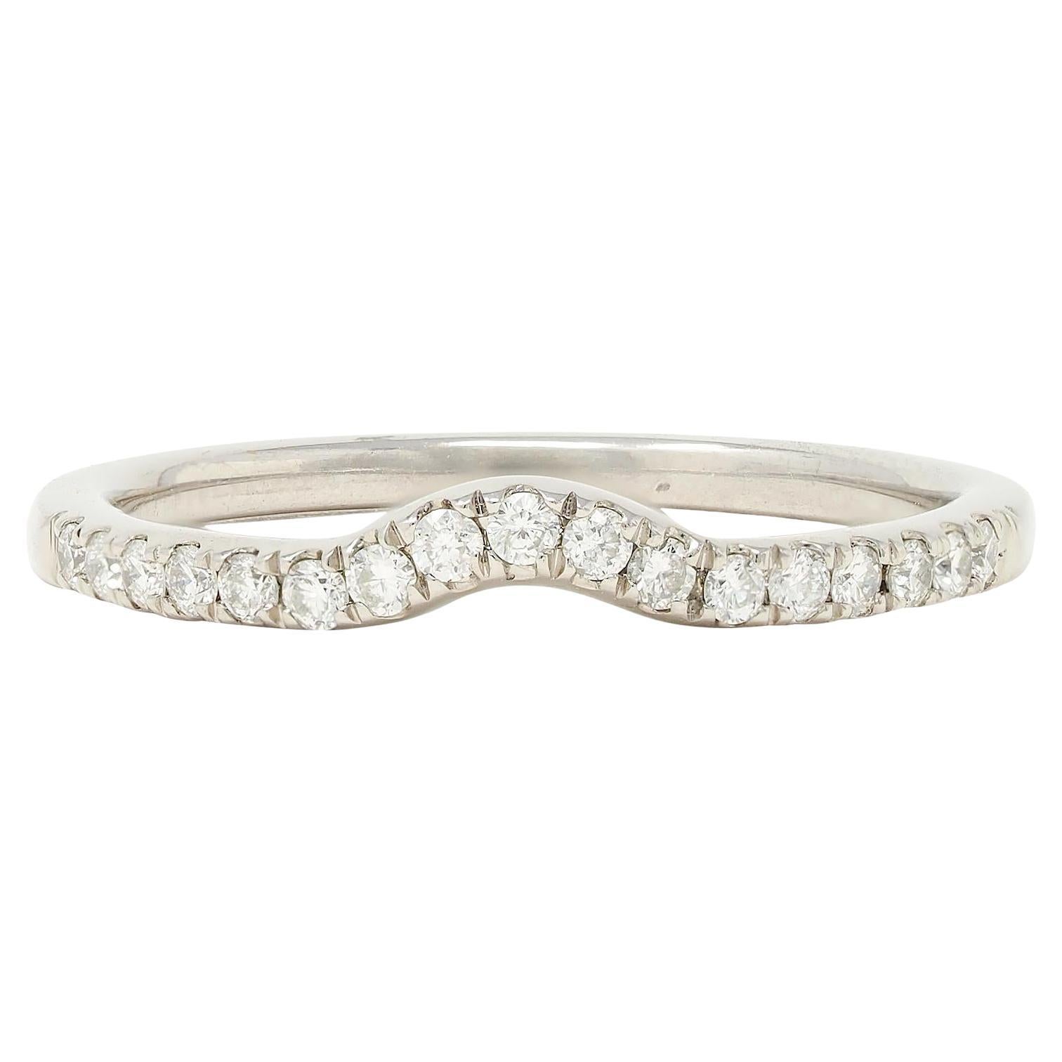 Contemporary Diamond 14 Karat White Gold Contour Wedding Band Ring