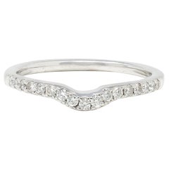 Contemporary Diamond 14 Karat White Gold Contour Wedding Band Ring