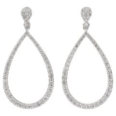 Contemporary Diamond 14 Karat White Gold Pear Drop Earrings