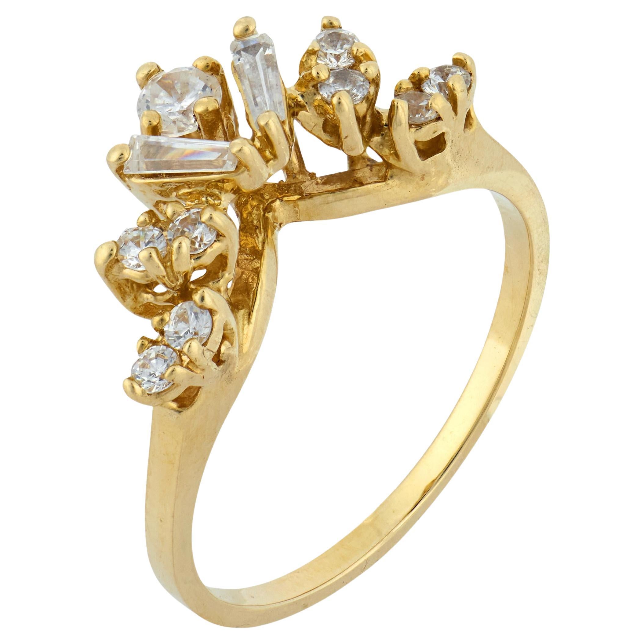 Contemporary diamond 14k gold ring jacket