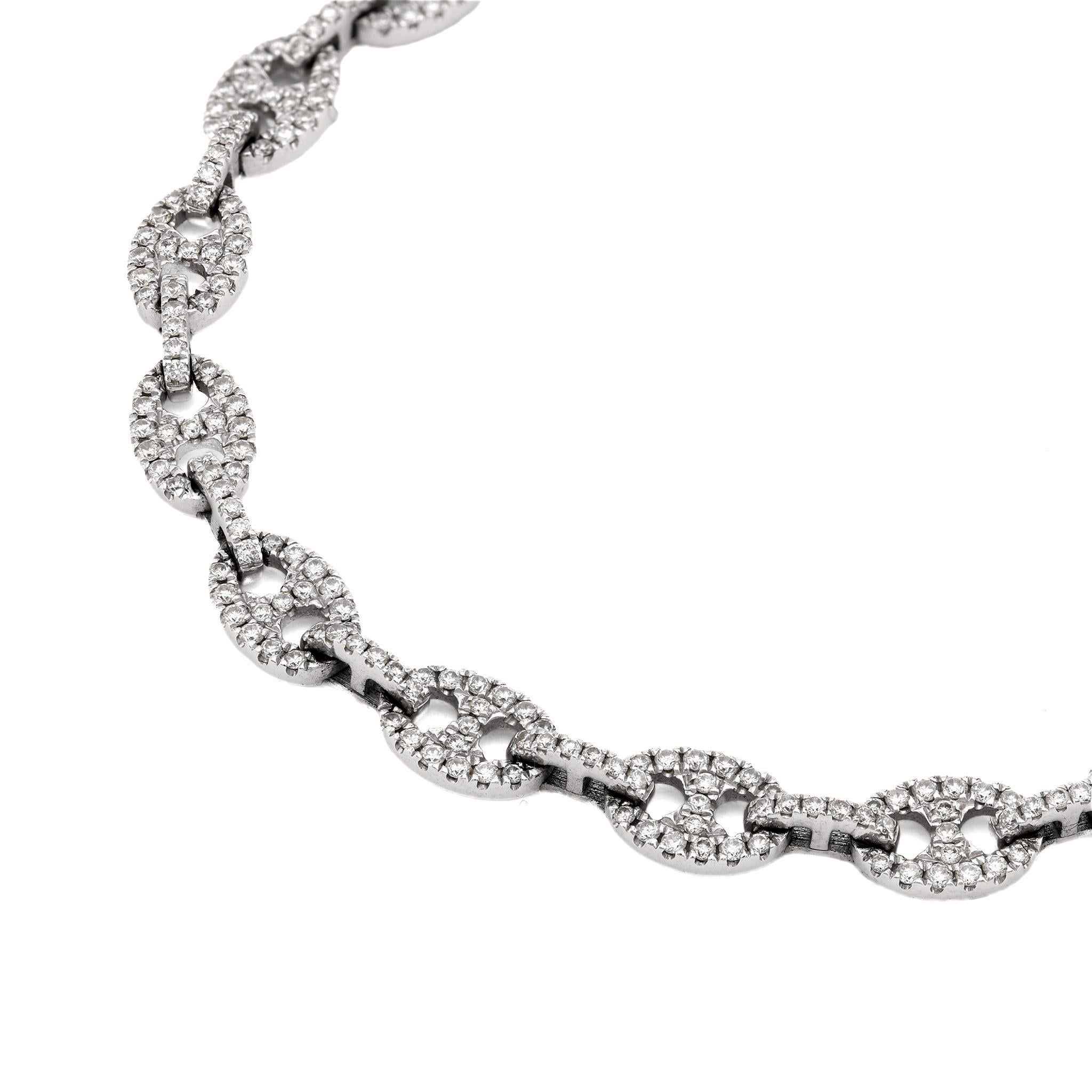 Contemporary diamond 14k white gold link bracelet (Zeitgenössisch)
