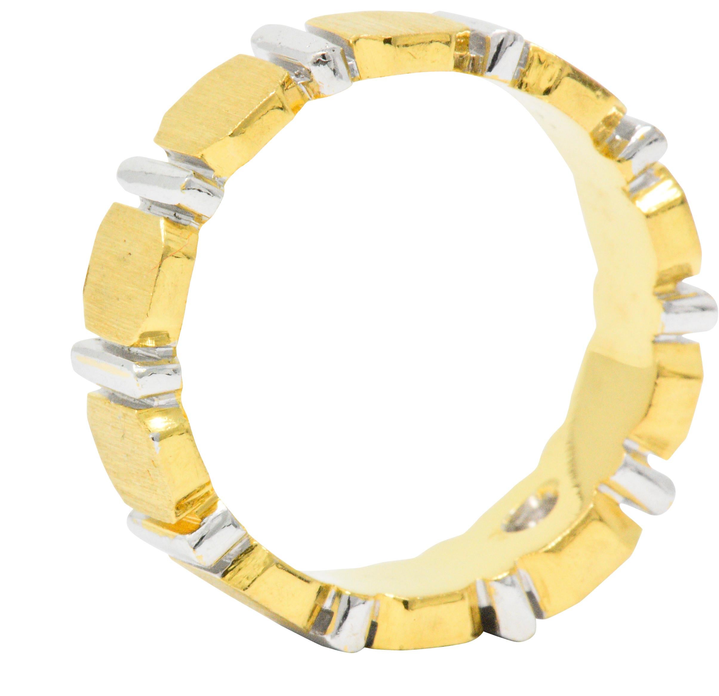 Women's or Men's Contemporary Diamond 18 Karat Gold and Platinum Band Ring