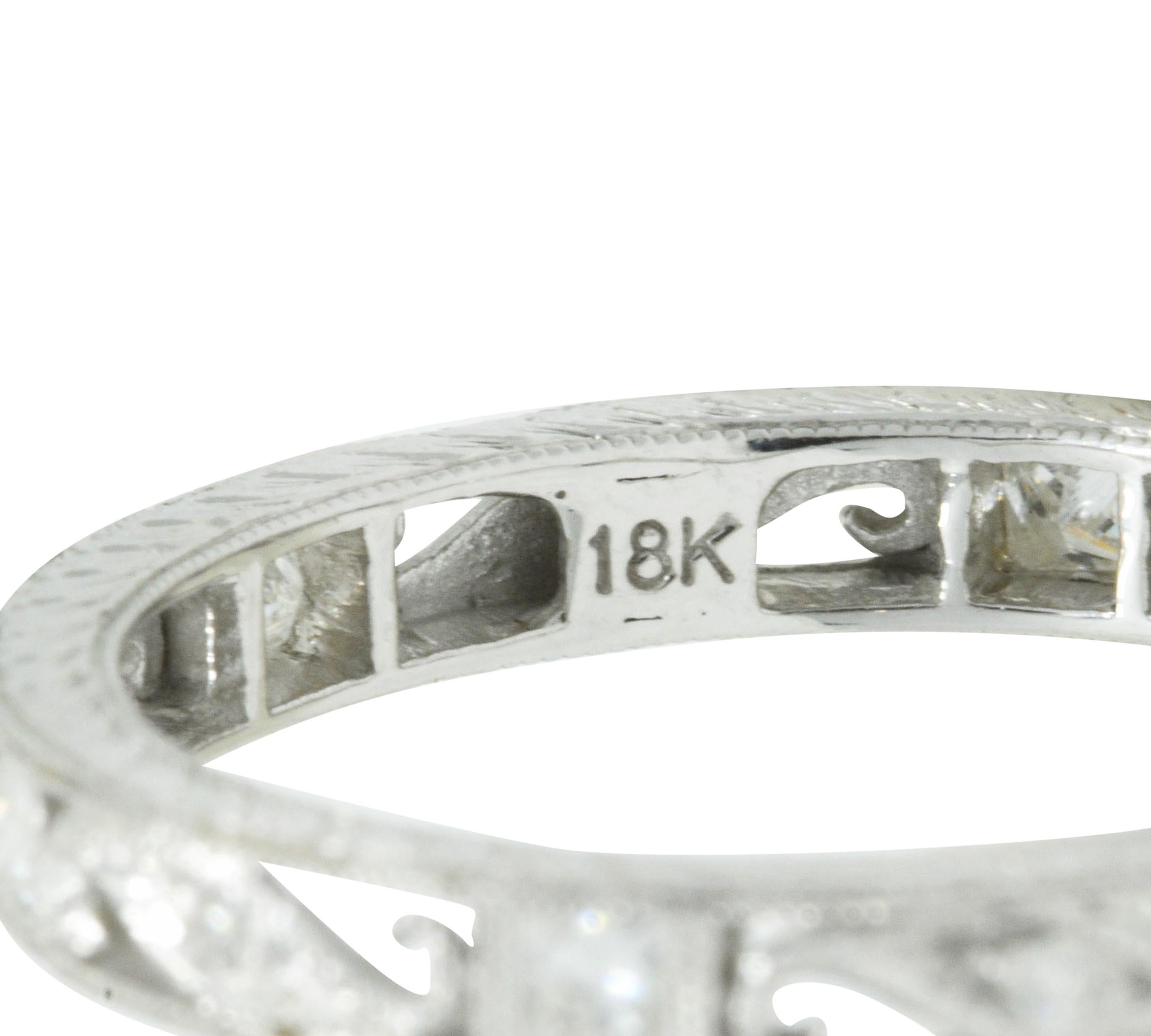 Contemporary Diamond 18 Karat White Gold Eternity Band Ring In Excellent Condition In Philadelphia, PA