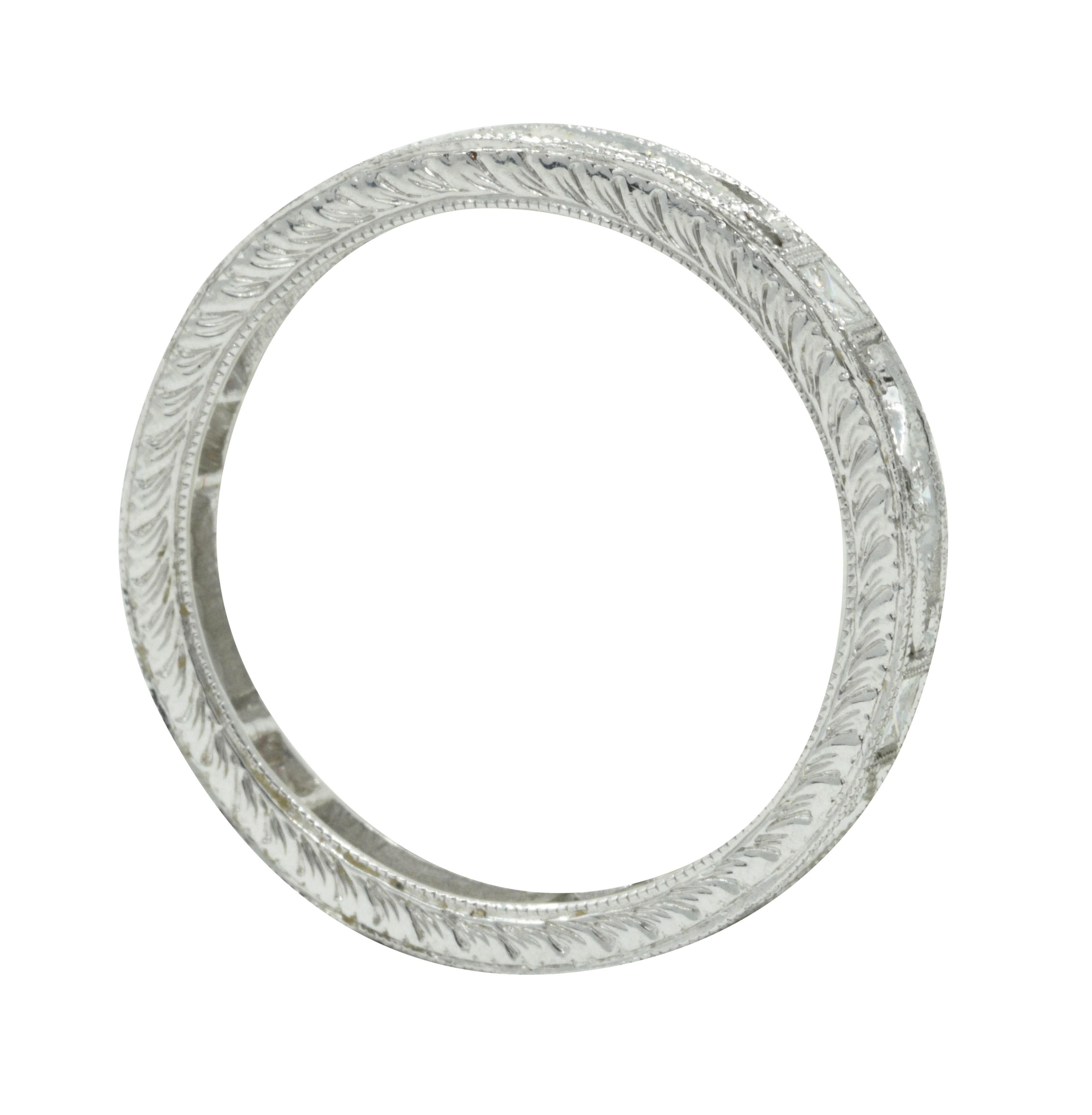 Women's or Men's Contemporary Diamond 18 Karat White Gold Eternity Band Ring