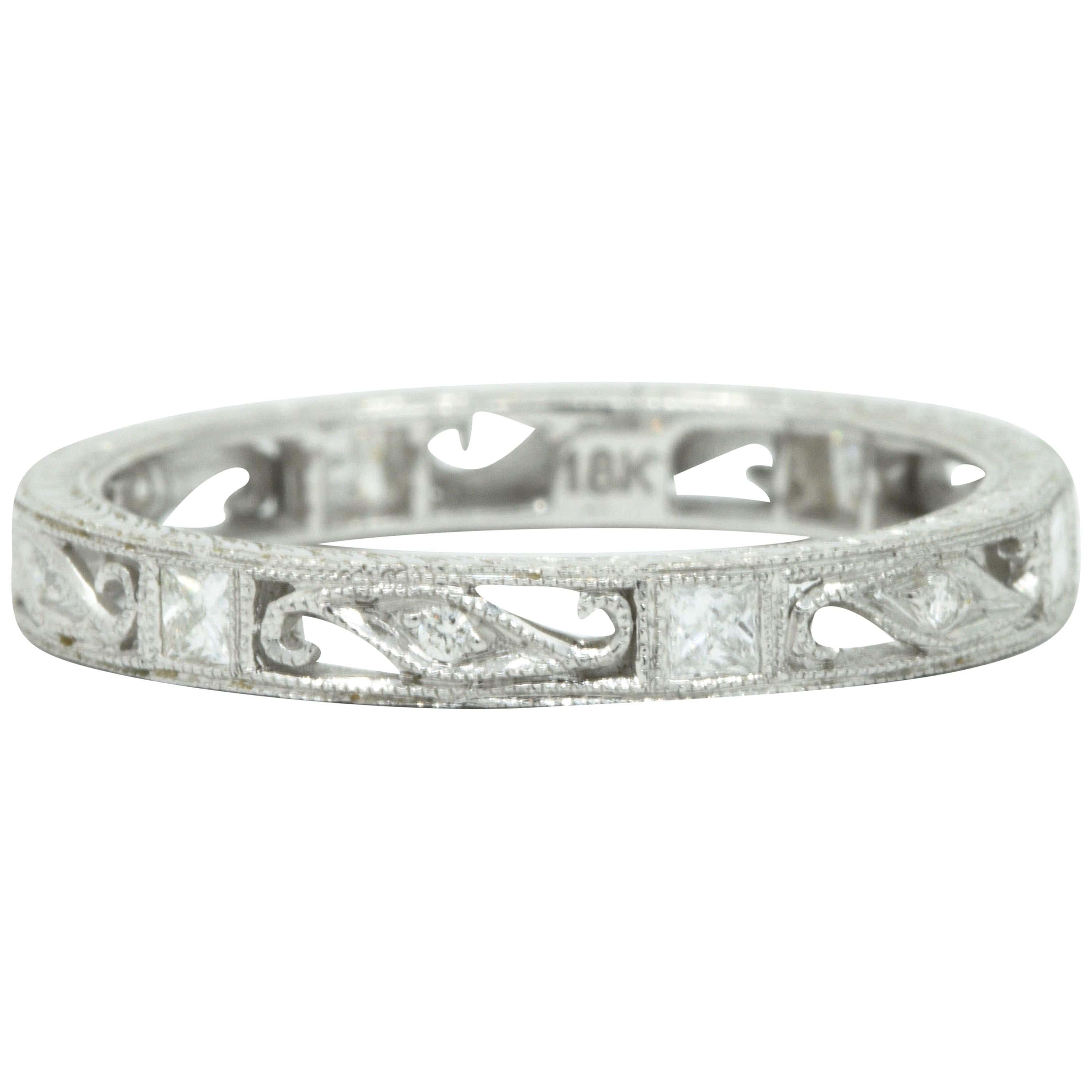 Contemporary Diamond 18 Karat White Gold Eternity Band Ring