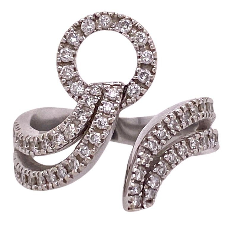 Contemporary Diamond 18 Karat White Gold Open Style Ring at 1stDibs