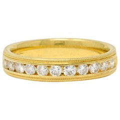 Contemporary Diamond 18 Karat Yellow Gold Anniversary Band Stacking Ring Contemporary Diamond 18 Karat Yellow Gold Anniversary Band Stacking Ring