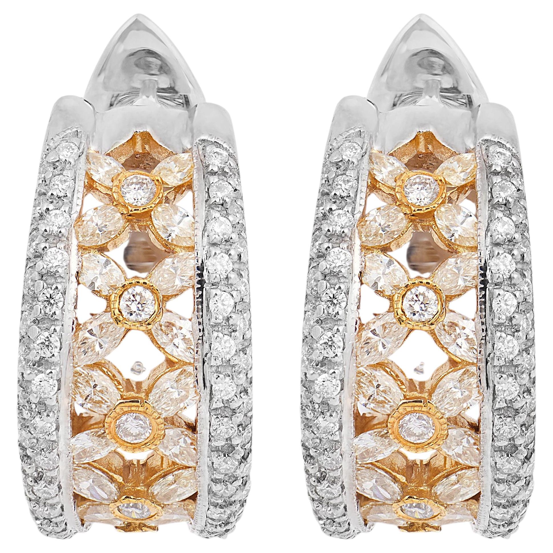 Orecchini a cerchio in oro 18 carati con diamante Contemporary