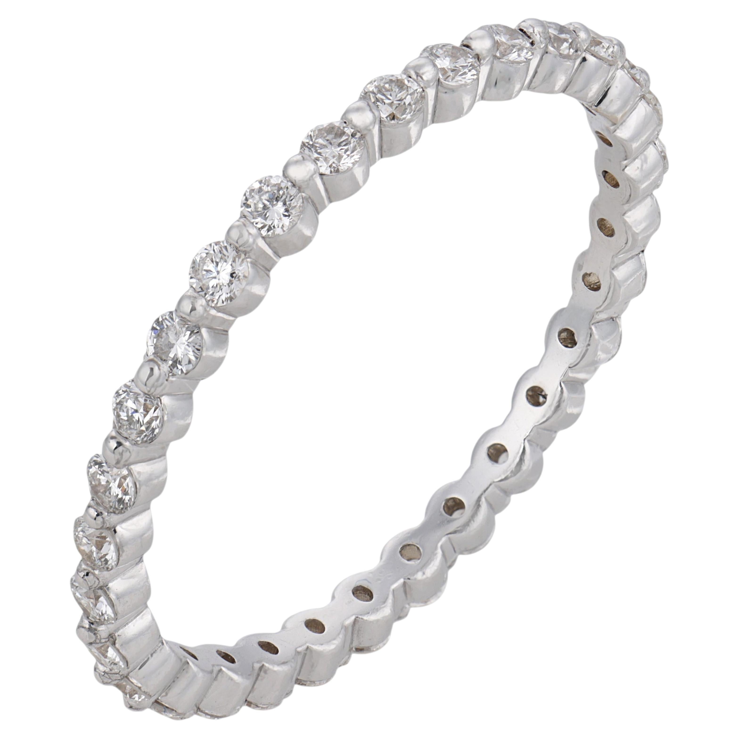 Contemporary diamond 18k white gold eternity band