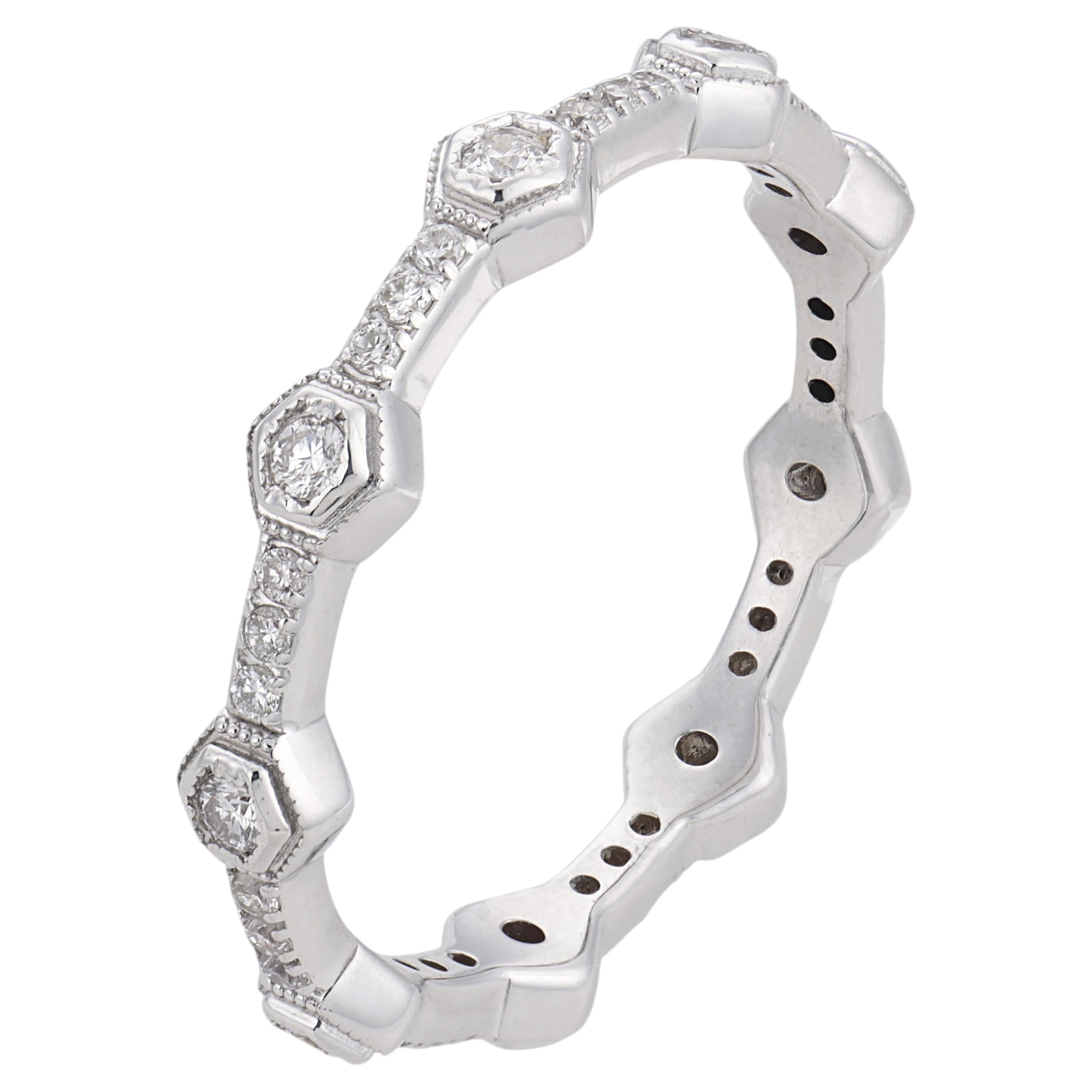 Fede eternity in oro bianco 18 carati con diamanti, 0,40 ct, G-H, purezza VS