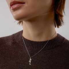 Contemporary diamond 18k white gold seahorse necklace