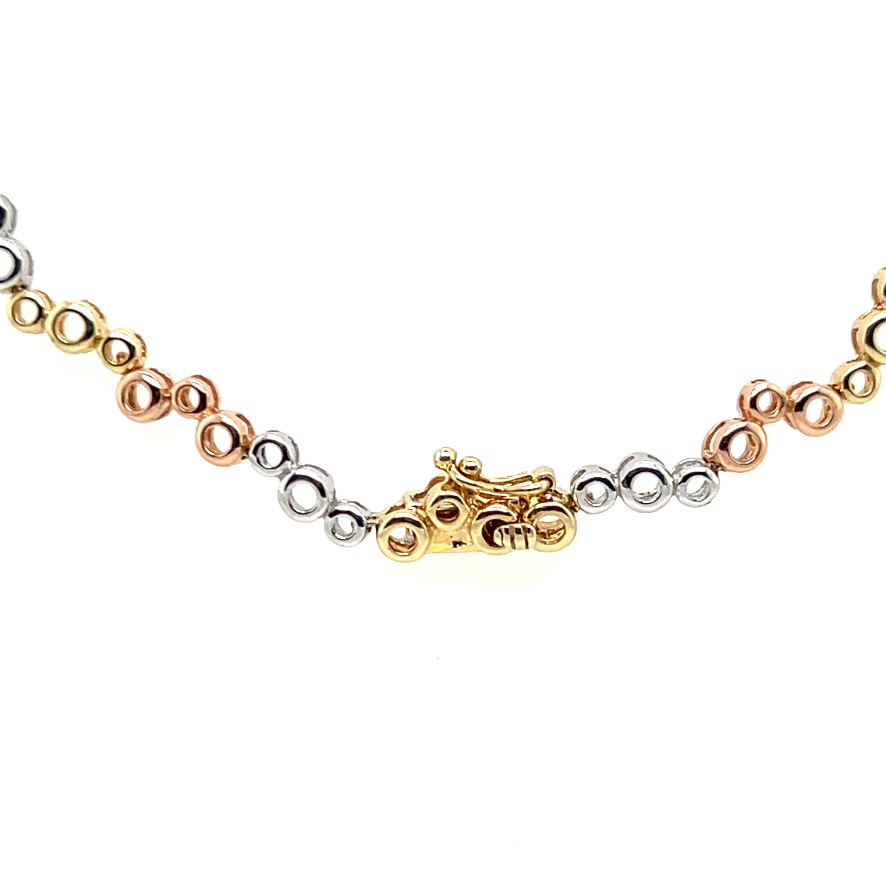 Contemporary Diamond and 14k Yellow, White and Rose Gold Circle/Bubble Necklace For Sale 5