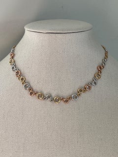 Contemporary Diamond and 14k Yellow, White and Rose Gold Circle/Bubble Necklace