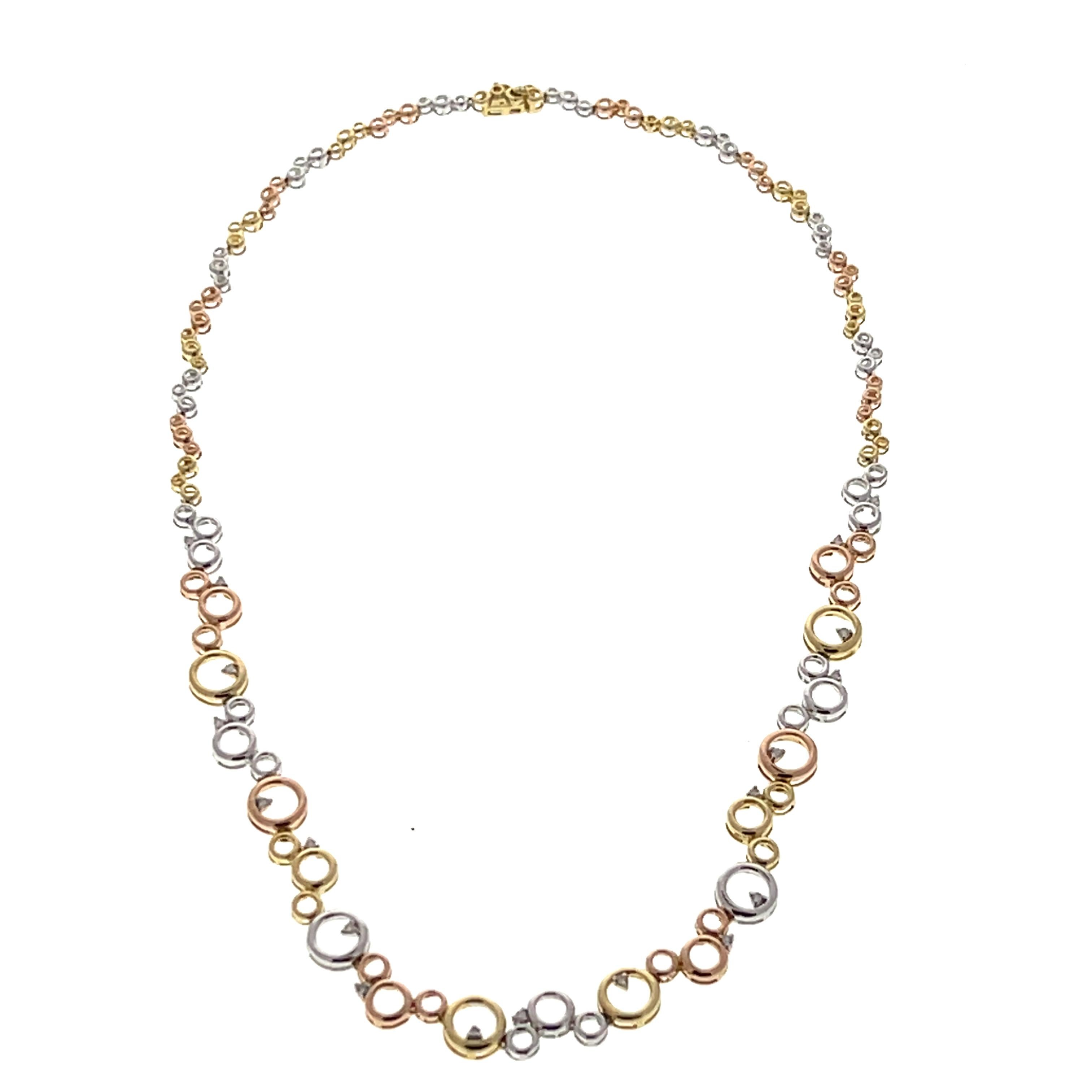 Contemporary Diamond and 14k Yellow, White and Rose Gold Circle/Bubble Necklace For Sale 3